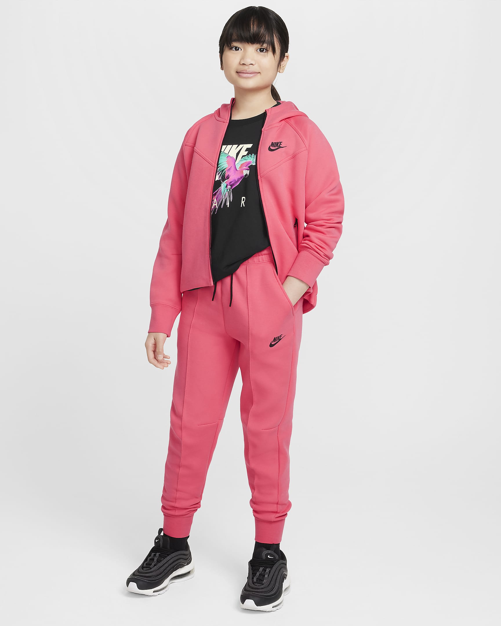 Nike Sportswear Tech Fleece Big Kids' (Girls') Joggers - Aster Pink/Black/Black