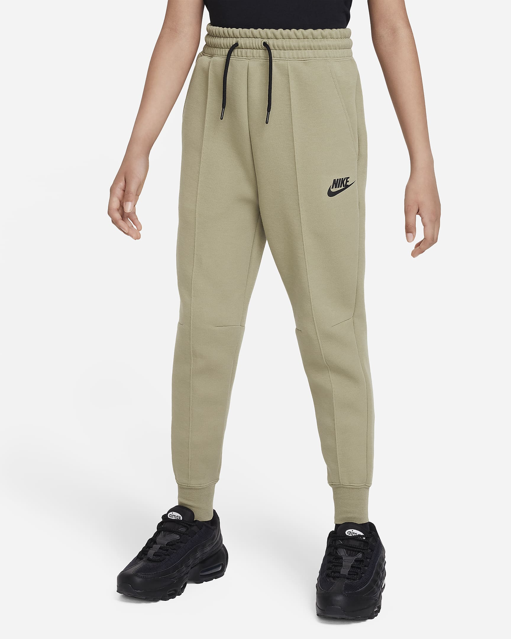 Nike Sportswear Tech Fleece Big Kids' (Girls') Joggers - Neutral Olive/Black/Black
