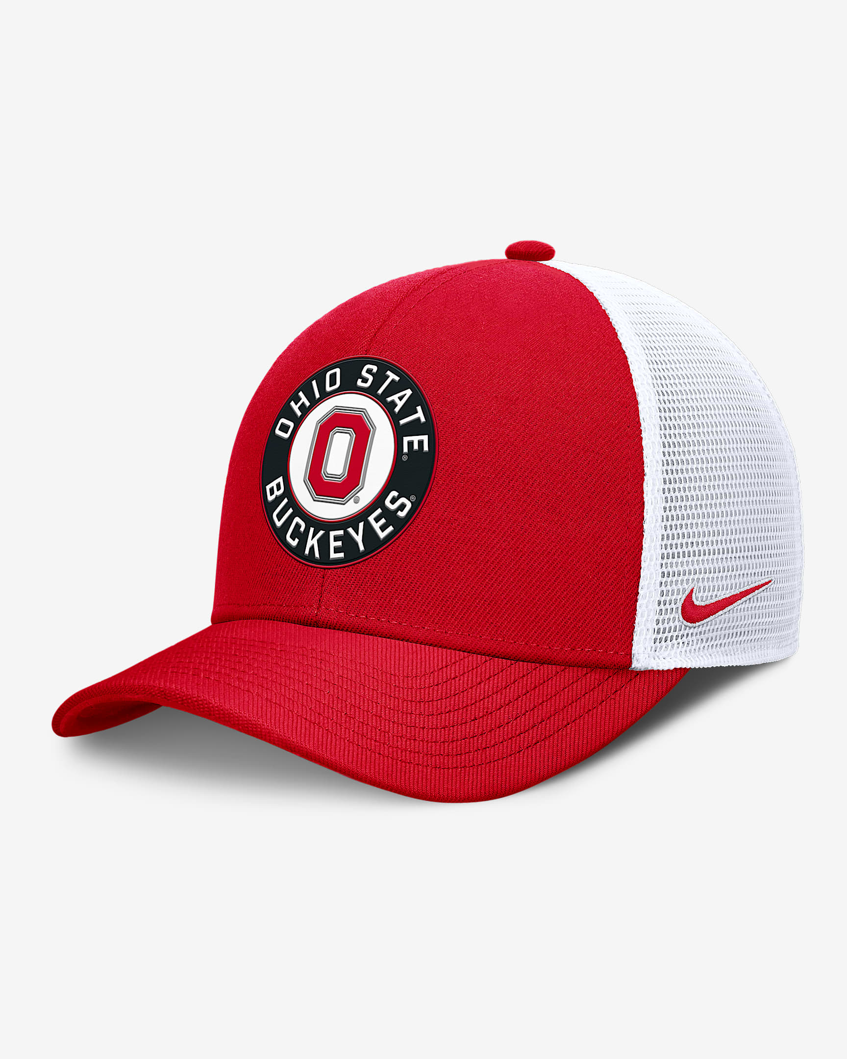 Ohio State Primetime Rise Men's Nike Dri-FIT College Trucker Adjustable Hat - Scarlet