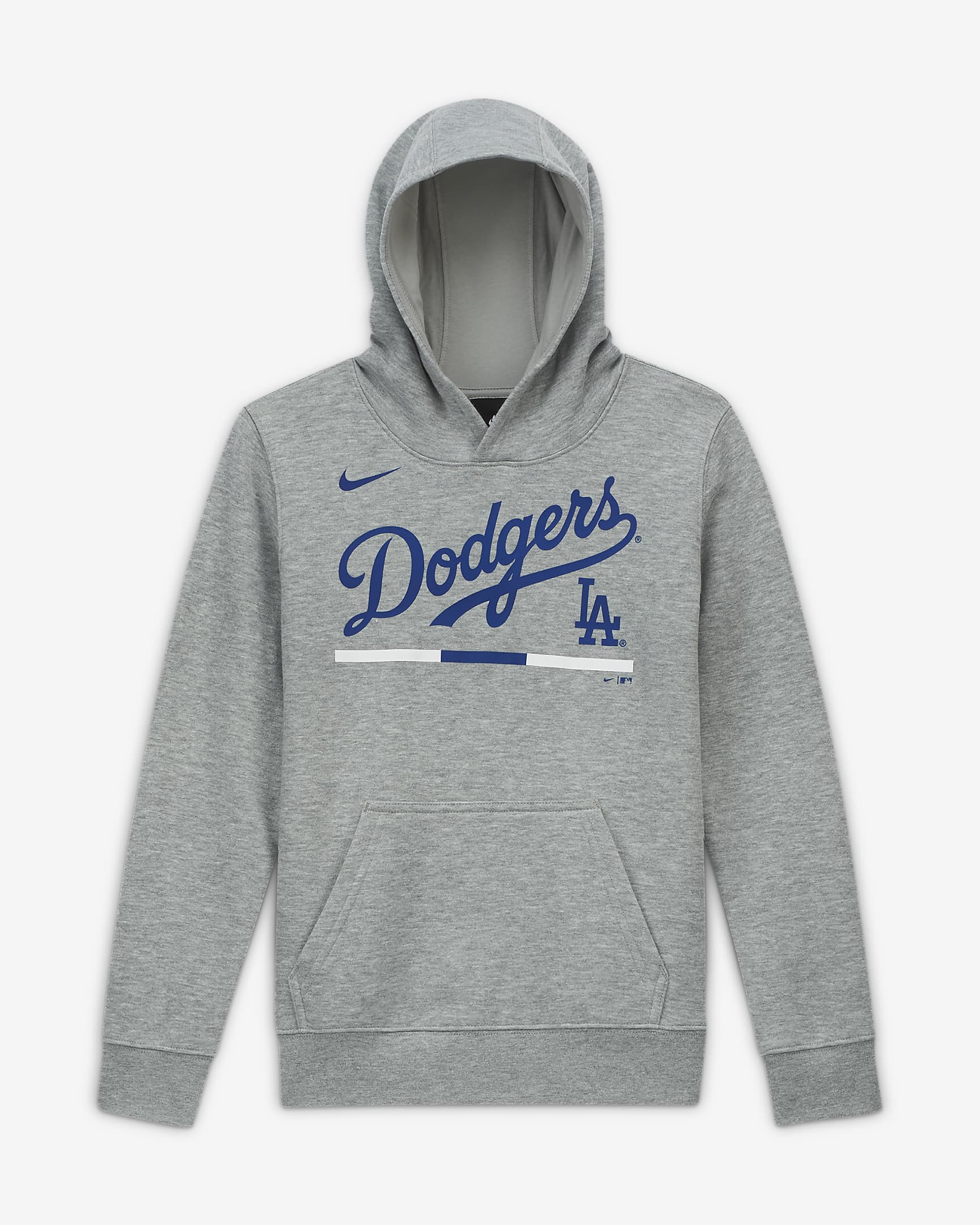 Nike Club Fleece (MLB Los Angeles Dodgers) Big Kids' (Boys') Pullover Hoodie - Grey Heather