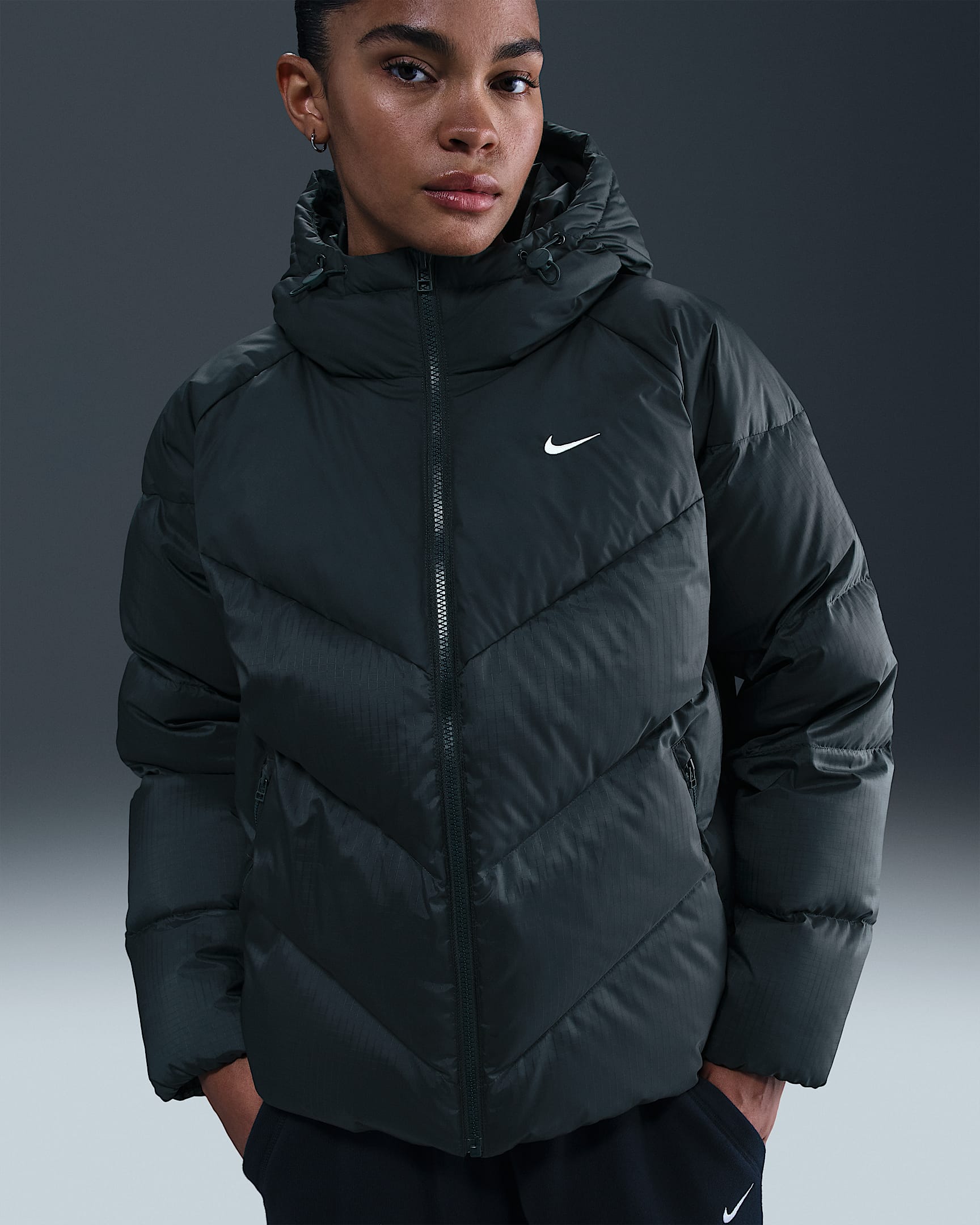 Nike Sportswear Windpuffer Women's Storm-FIT Loose Hooded Down Puffer - Seaweed/Sail