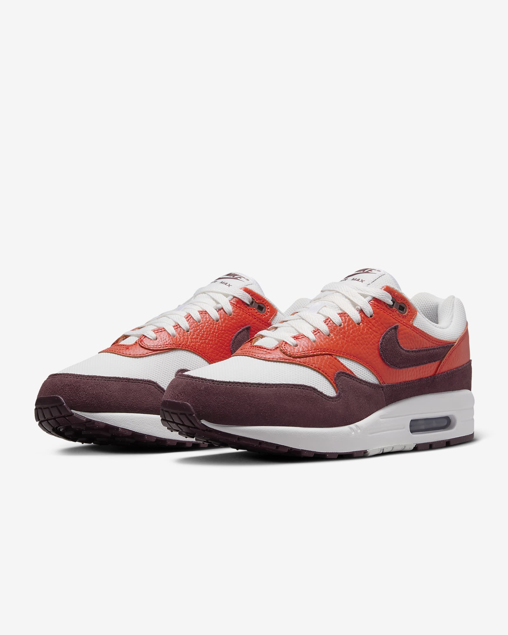 Nike Air Max 1-sko til mænd - Summit White/Picante Red/Burgundy Crush