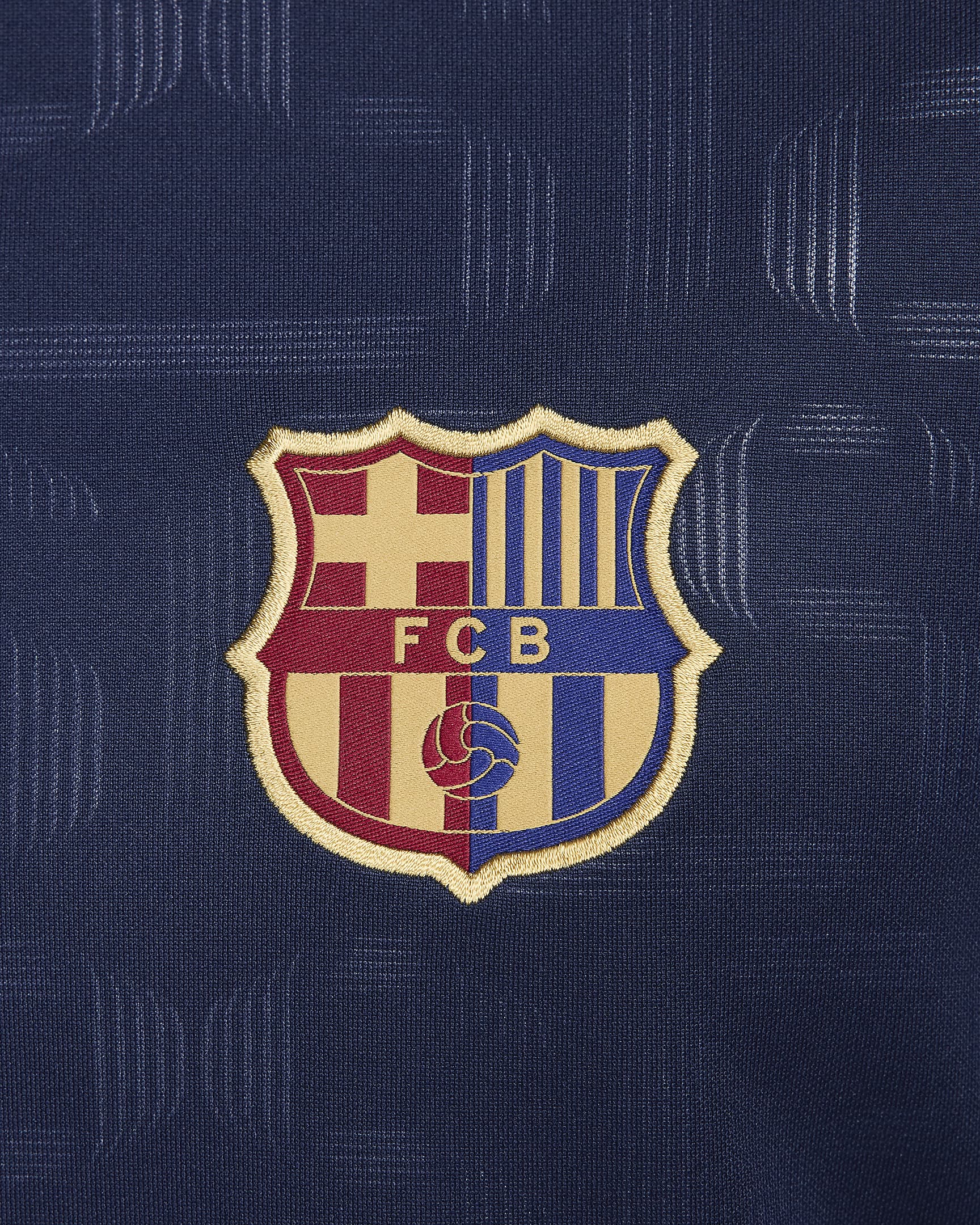 FC Barcelona Academy Pro Home Nike Dri-FIT-Pre-Match-fodboldtrøje med korte ærmer til mænd - Midnight Navy/Midnight Navy/Club Gold