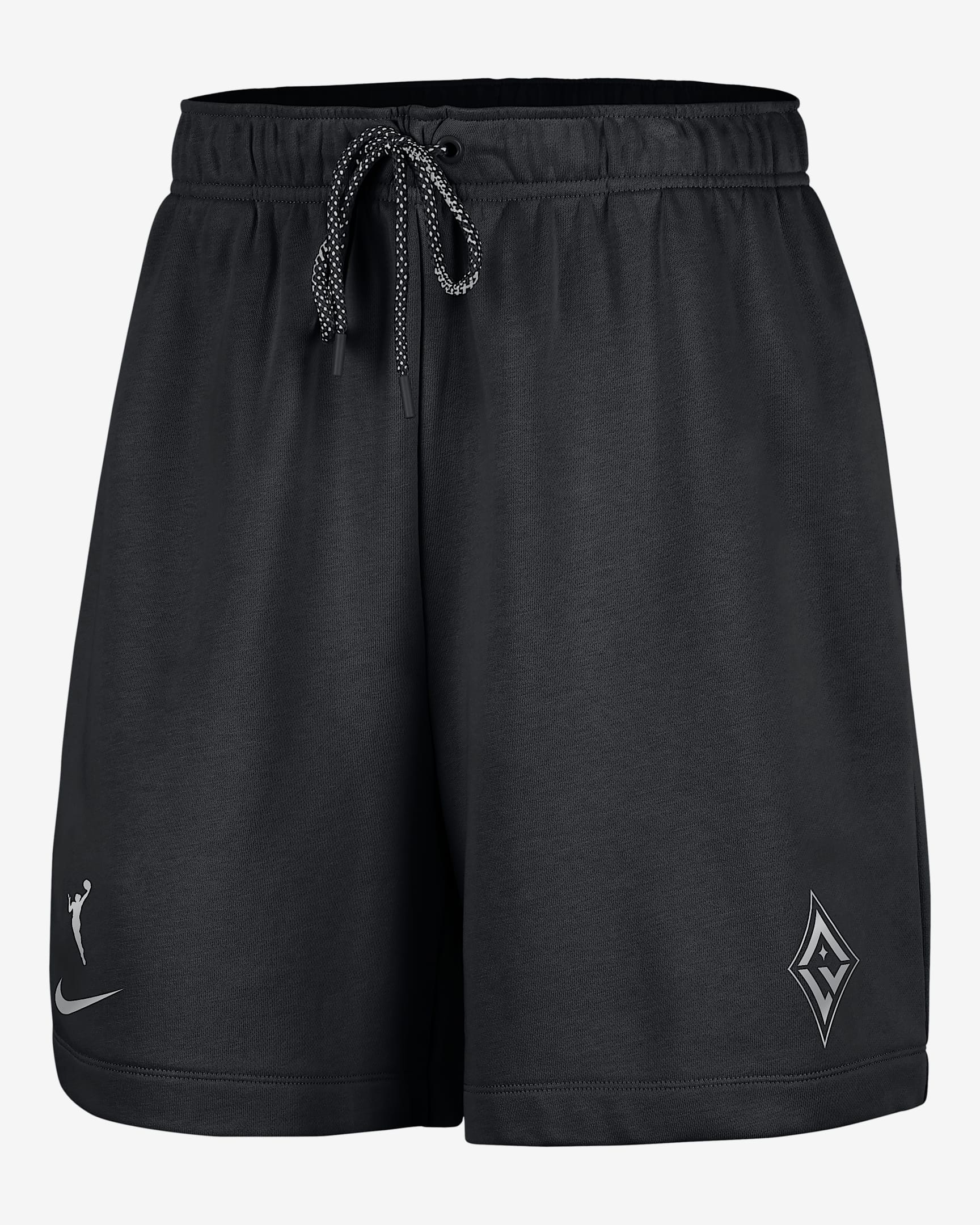 Shorts Nike de tejido Fleece de la WNBA de 15 cm para mujer Las Vegas Aces - Negro/Plata liso