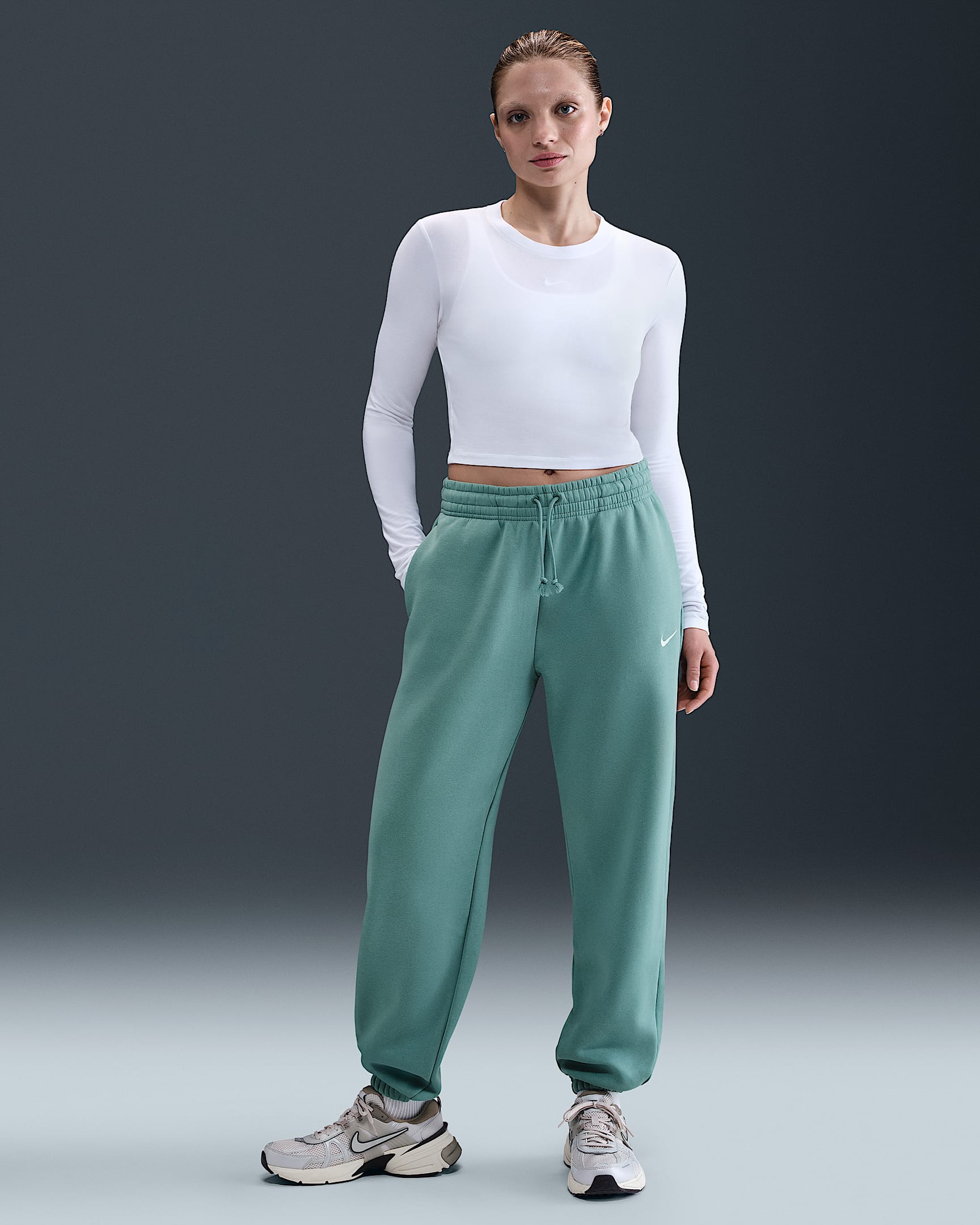 Nike Sportswear Phoenix Fleece Women's High-Waisted Oversized Tracksuit Bottoms - Cannon/Sail