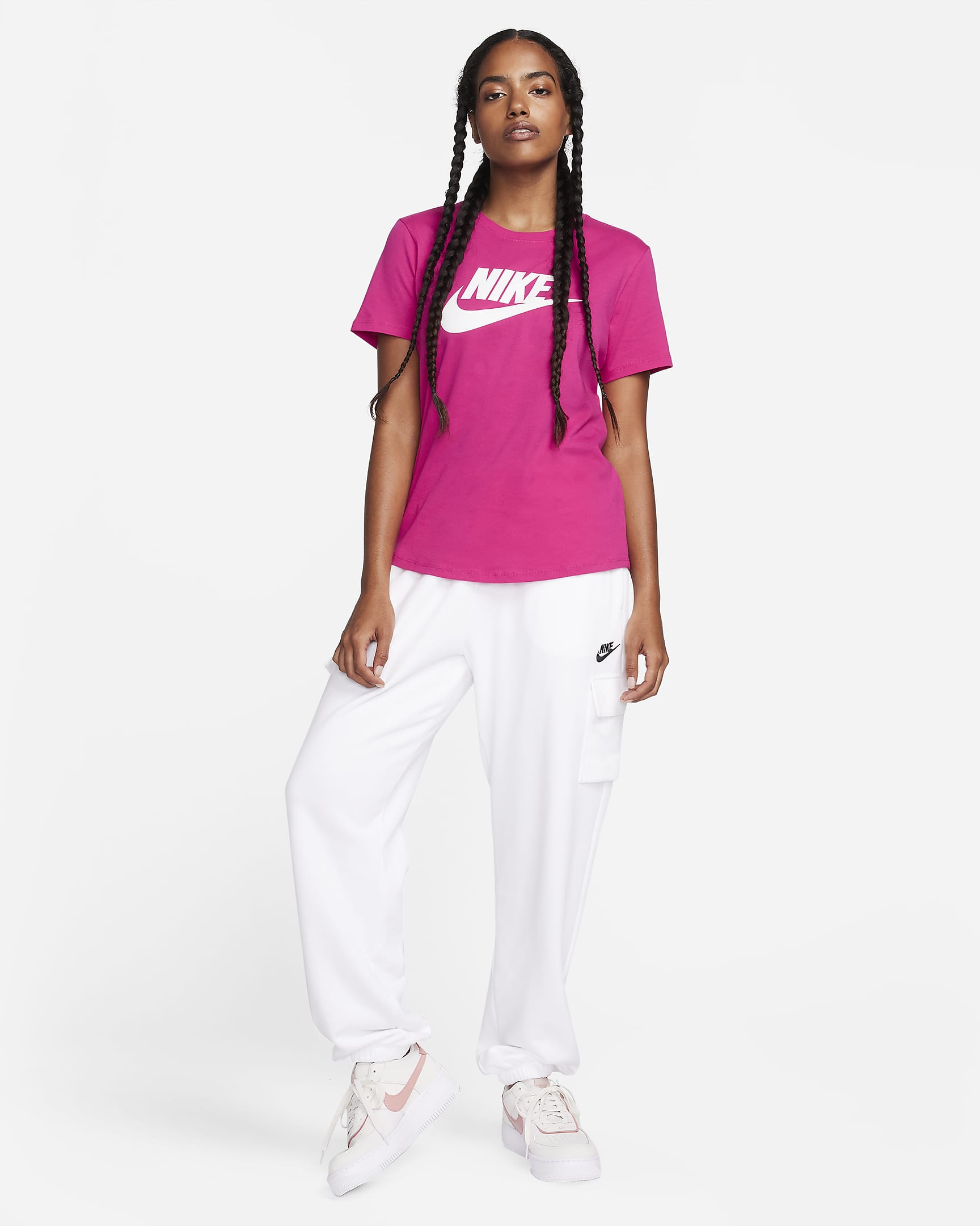 Nike Sportswear Essentials Women's Logo T-Shirt - Fireberry/White