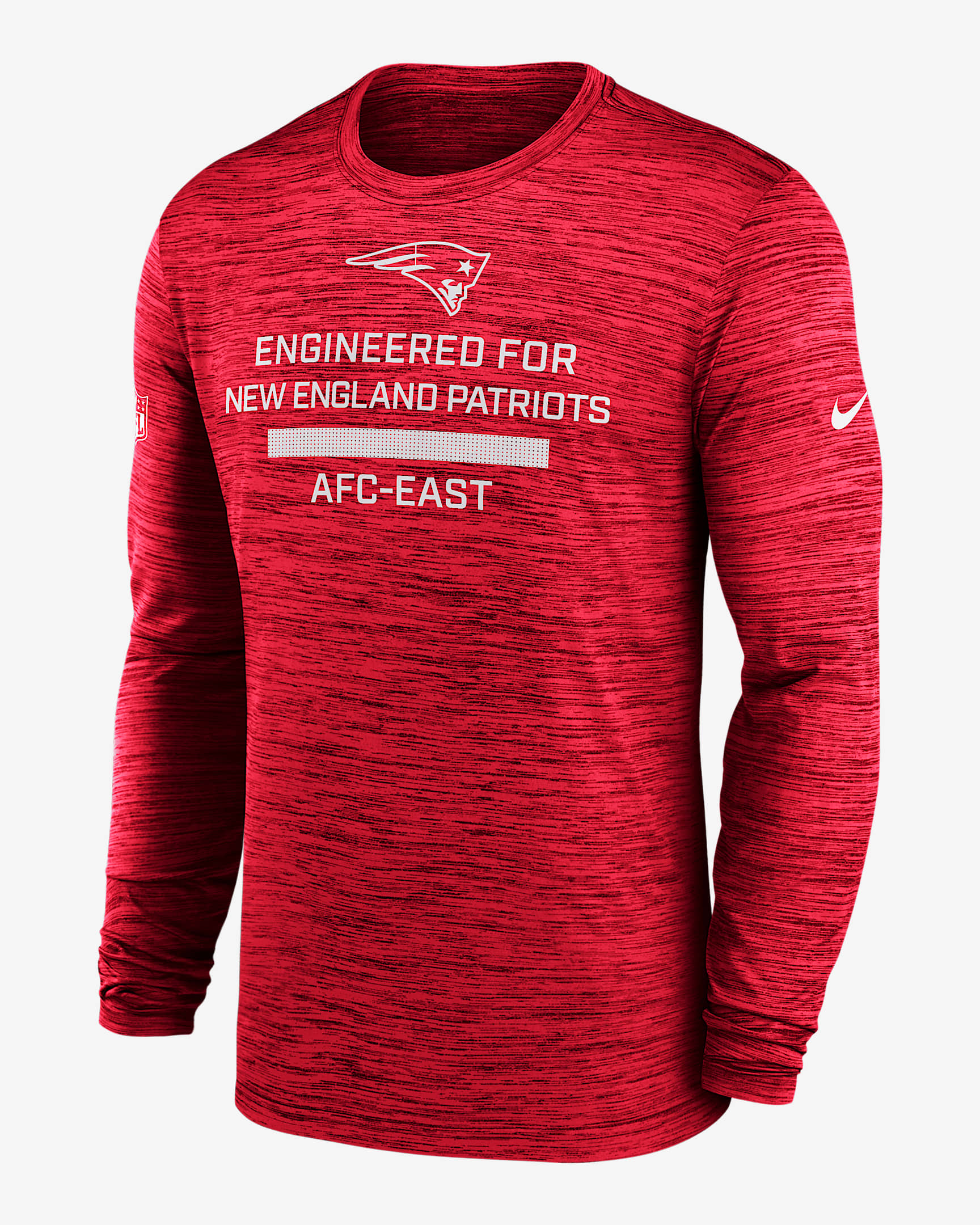New England Patriots Sideline Team Issue Velocity Men's Nike Dri-FIT NFL Long-Sleeve T-Shirt - Red