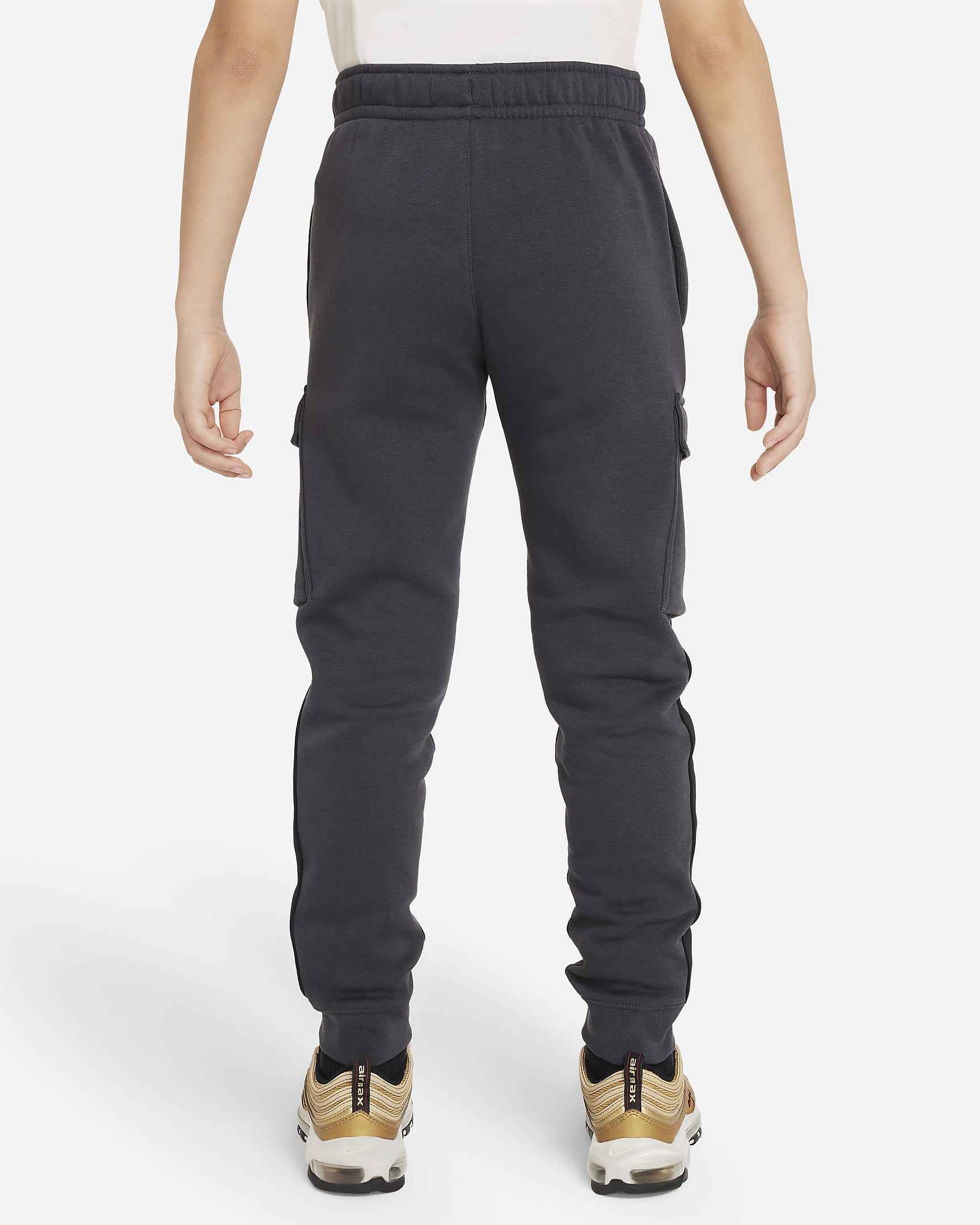 Pantalon cargo en tissu Fleece Nike Air pour ado - Dark Smoke Grey/Noir