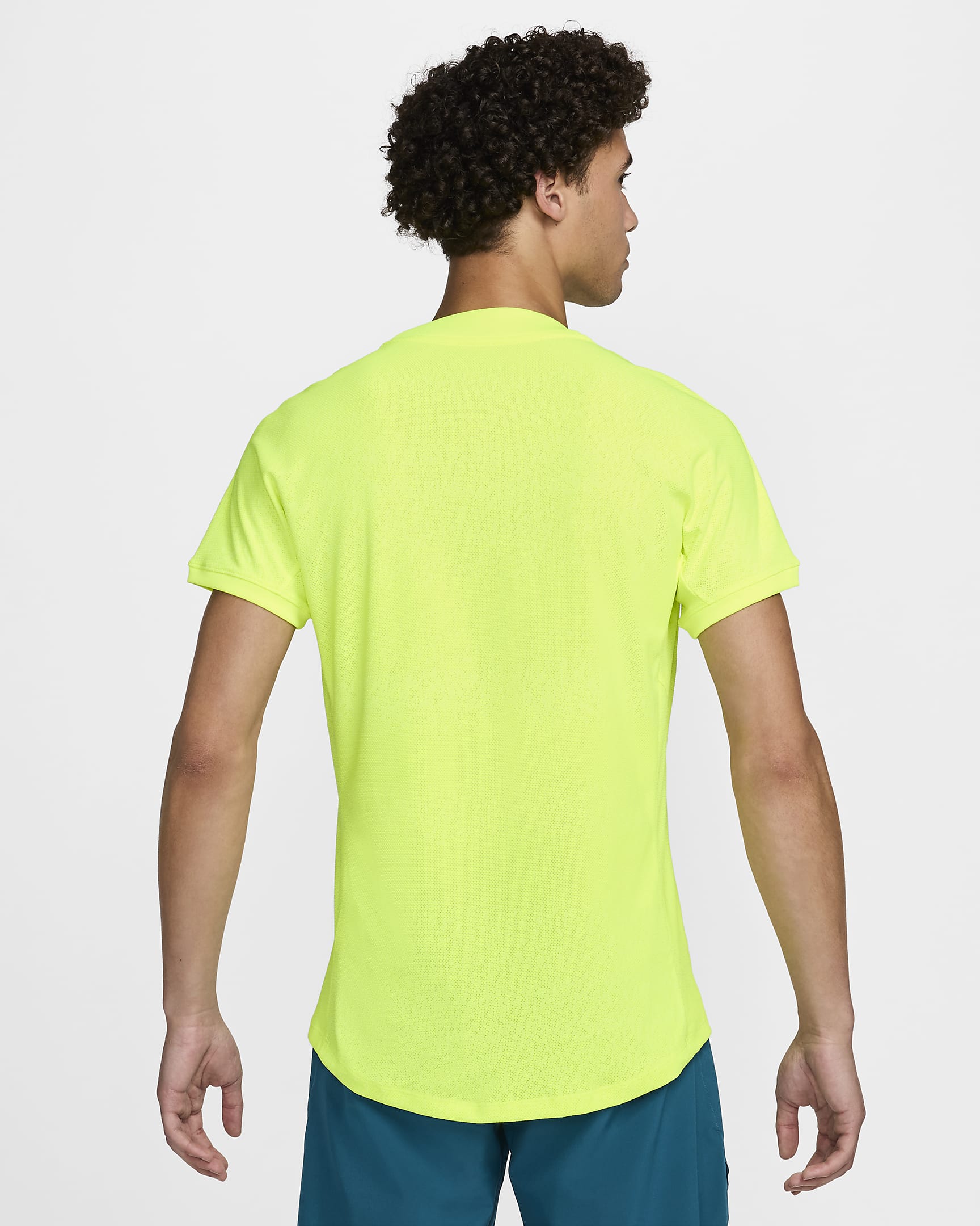 Playera de tenis de manga corta para hombre Dri-FIT ADV Rafa - Volt/Azul verdoso geoda