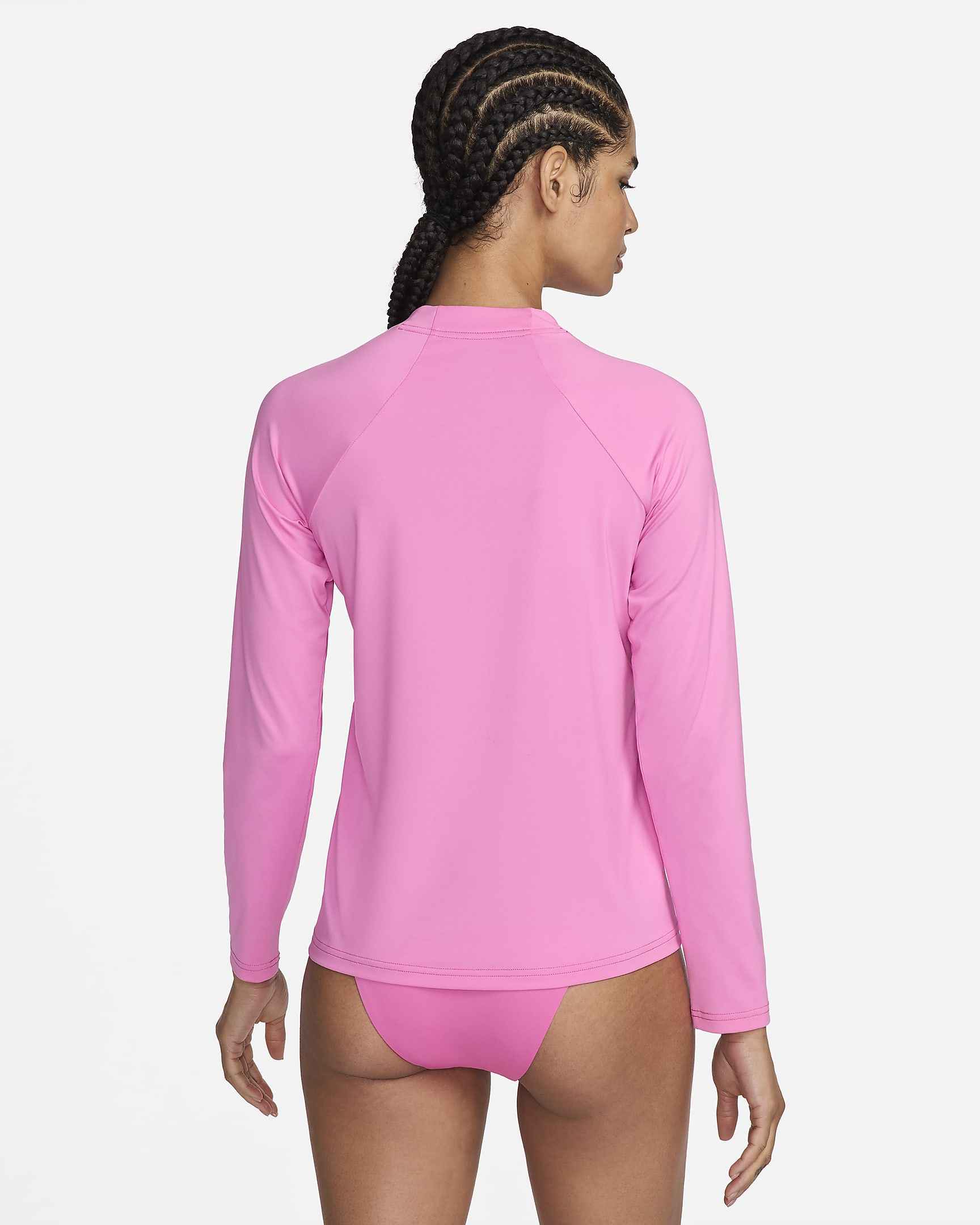 Camiseta Hydroguard de natación de manga larga para mujer Nike Essential - Rosa alegre