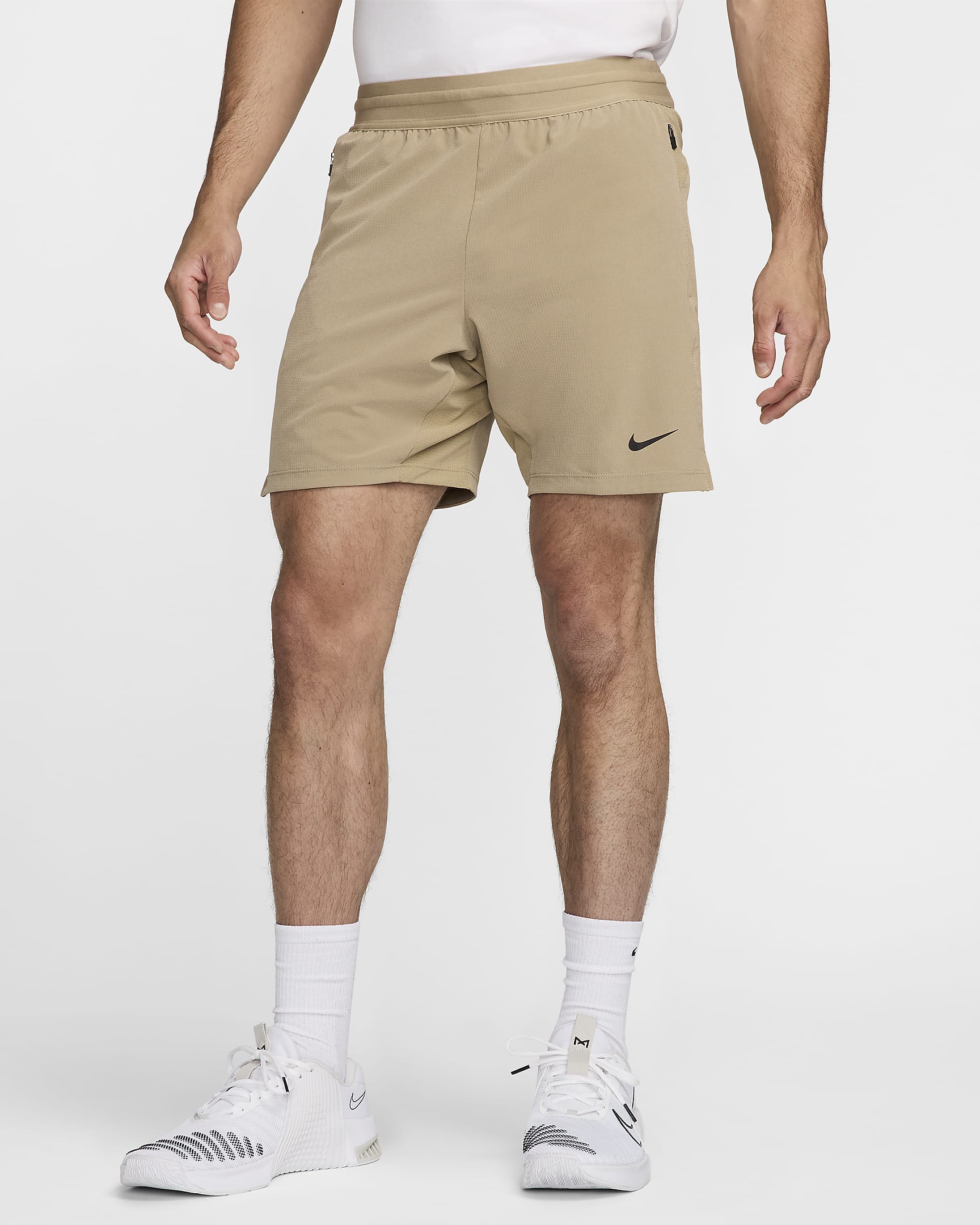 Męskie spodenki do fitnessu bez podszewki 18 cm Dri-FIT Nike Flex Rep 4.0 - Khaki/Czerń/Czerń