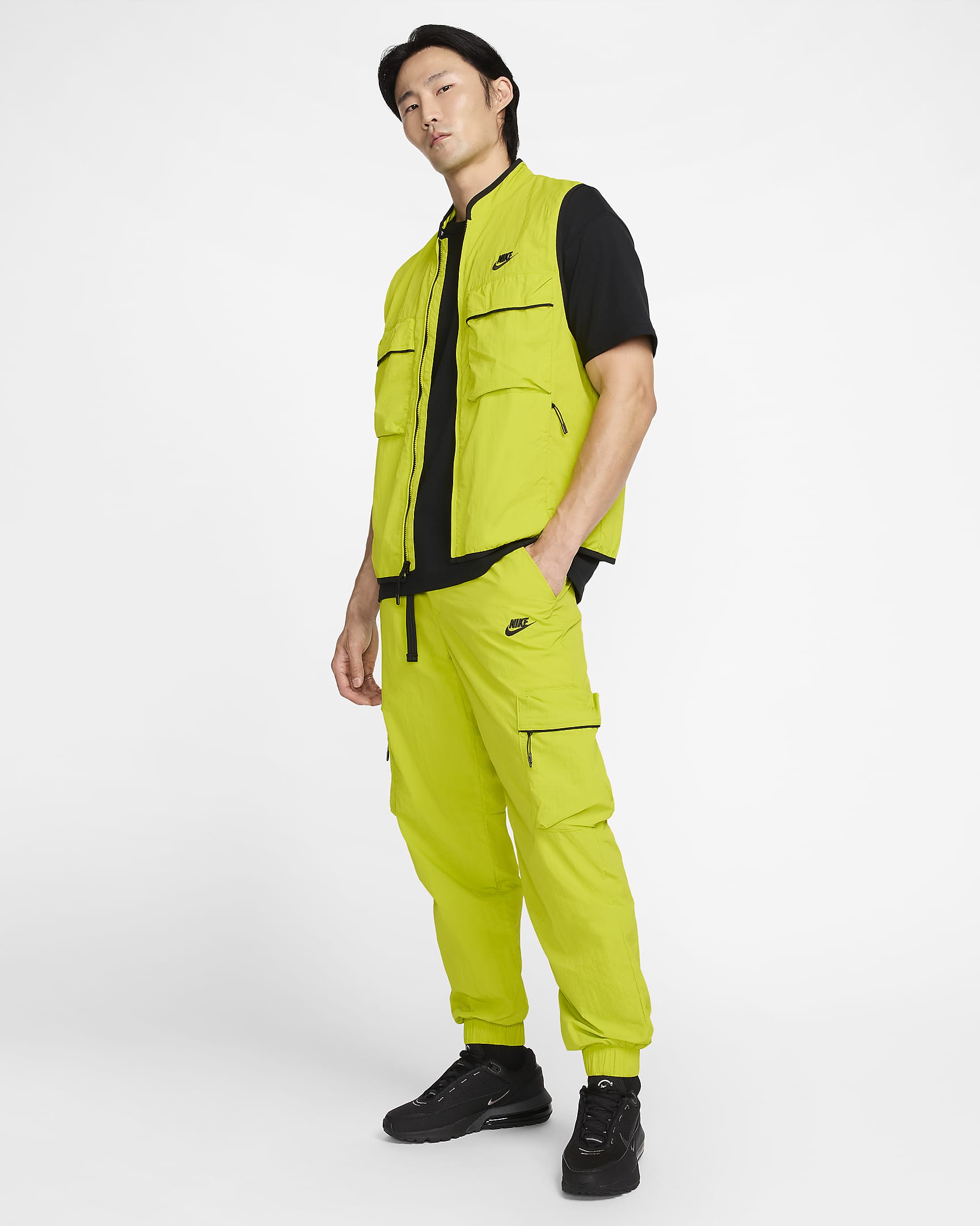 Nike Tech Men's Woven Cargo Trousers - Bright Cactus/Black