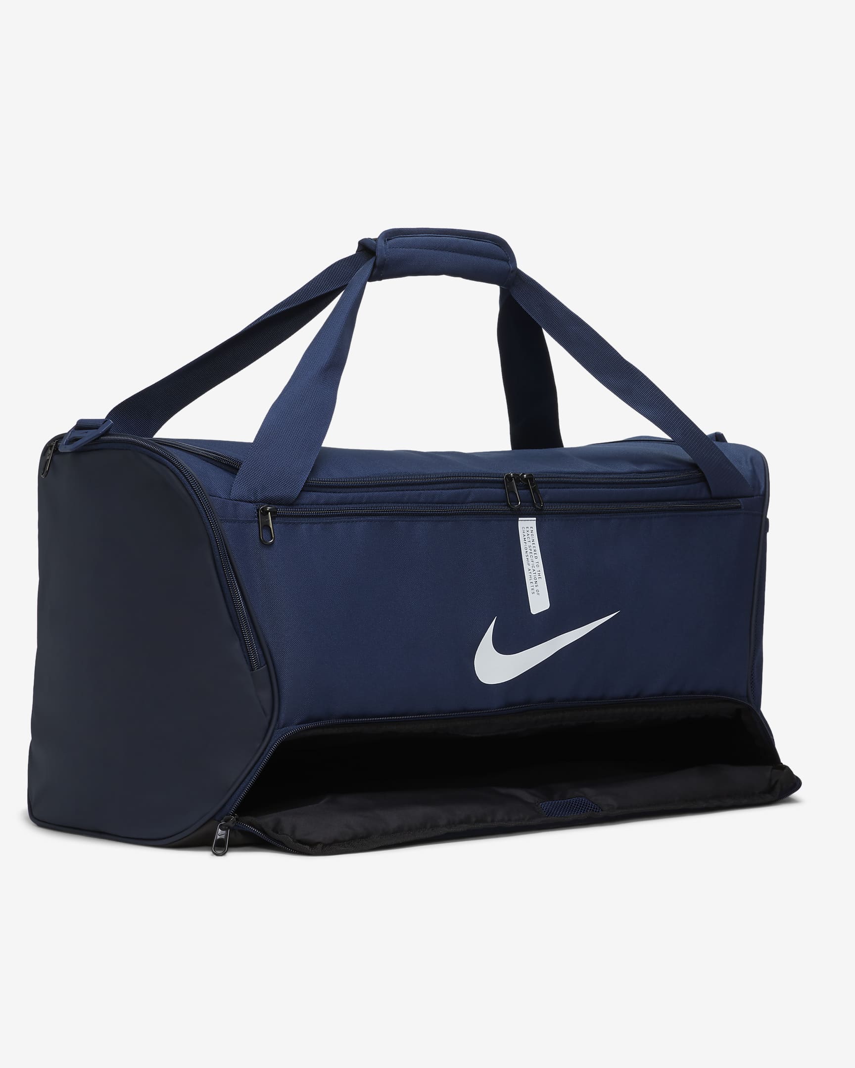 Nike Academy Team Football Duffel Bag (Medium, 60L) - Midnight Navy/Black/White