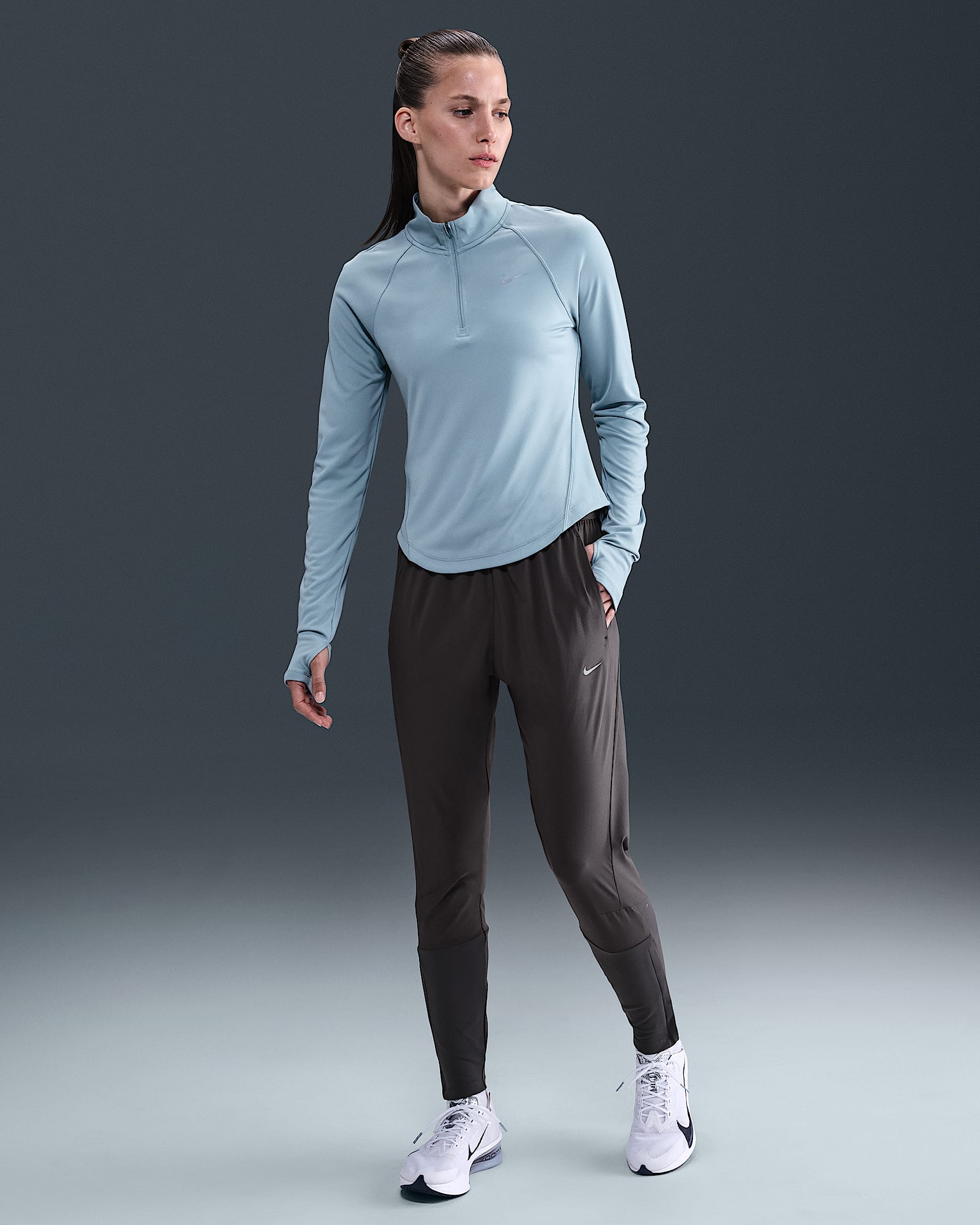 Nike Swft Dri-FIT Laufhose mit mittelhohem Bund (Damen) - Thunder Grey