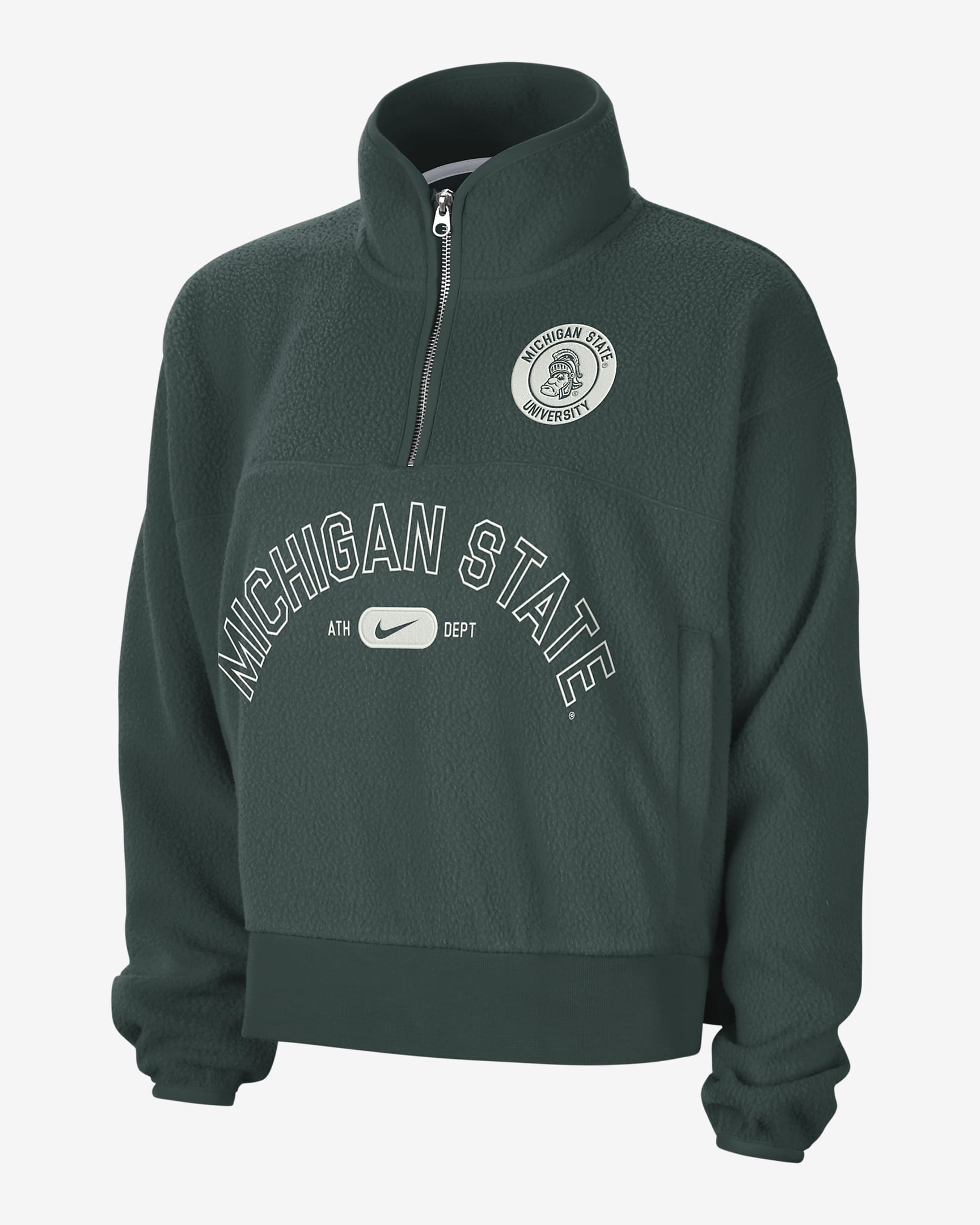 Michigan State Fly Women's Nike College 1/4-Zip Jacket - Pro Green/Black