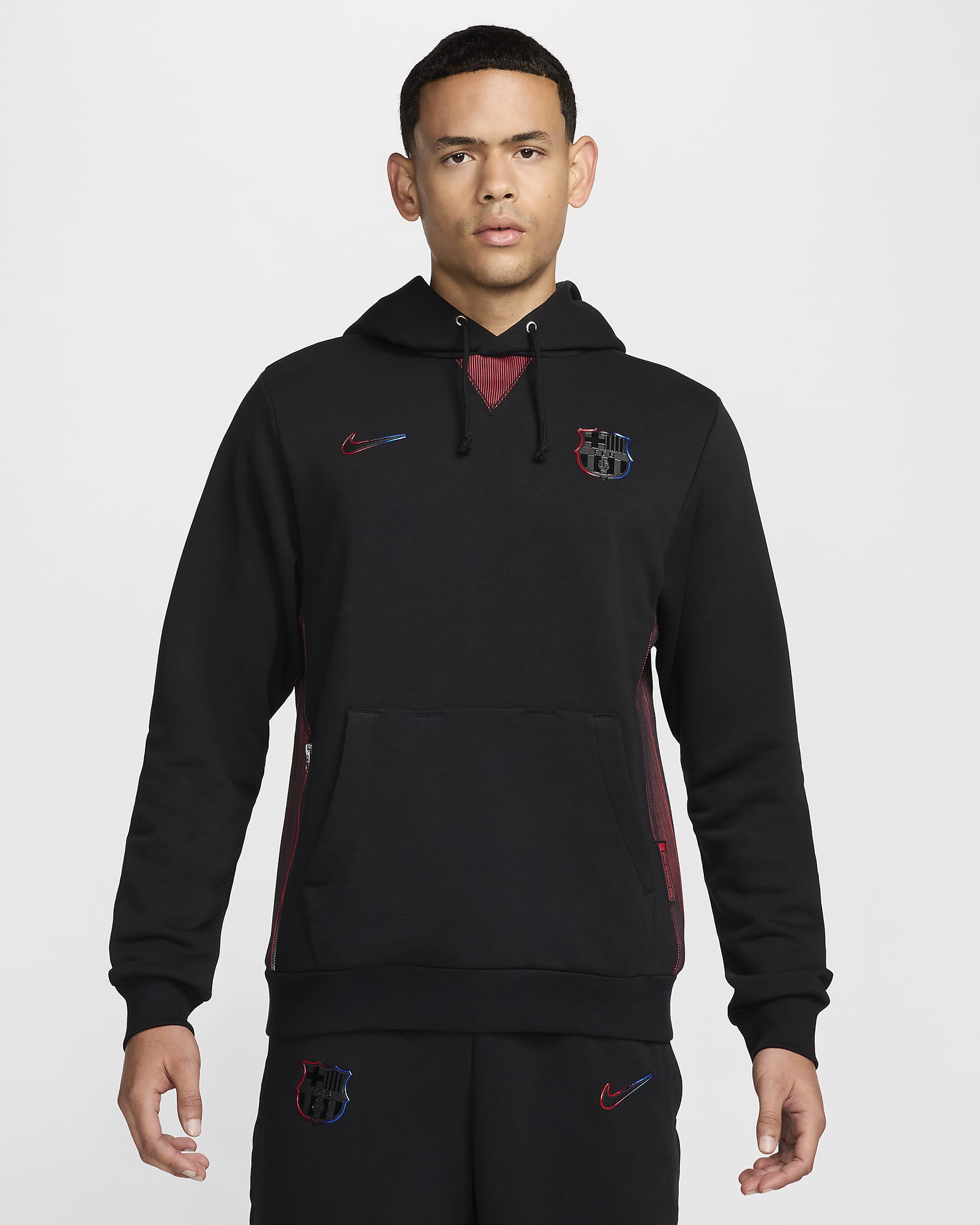 FC Barcelona Standard Issue Away Nike Dri-FIT Fußball-Hoodie (Herren) - Schwarz/Schwarz