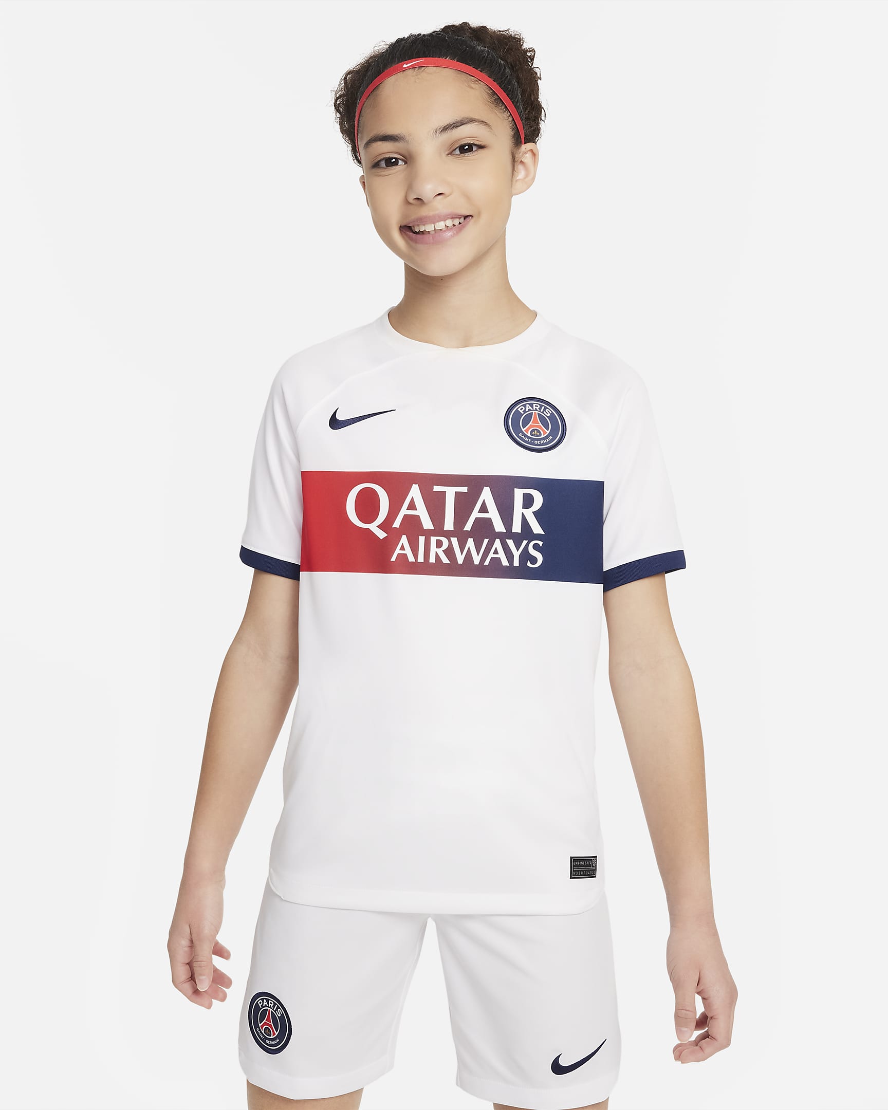 Paris Saint-Germain 2023/24 Stadium Home/Away Big Kids' Nike Dri-FIT Soccer Shorts - White/Midnight Navy/Midnight Navy