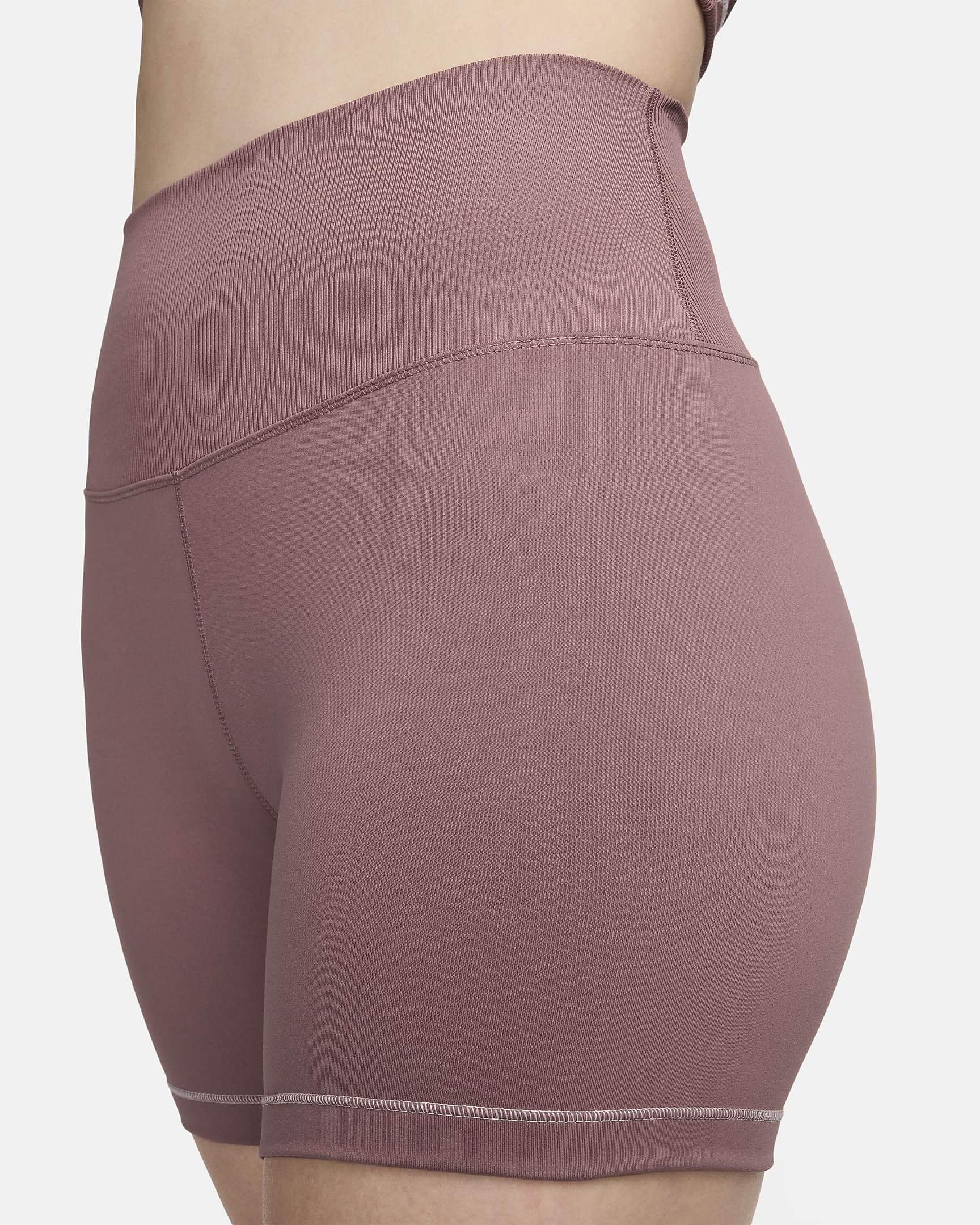 Nike One Rib Women's High-Waisted 5" Biker Shorts - Smokey Mauve/White