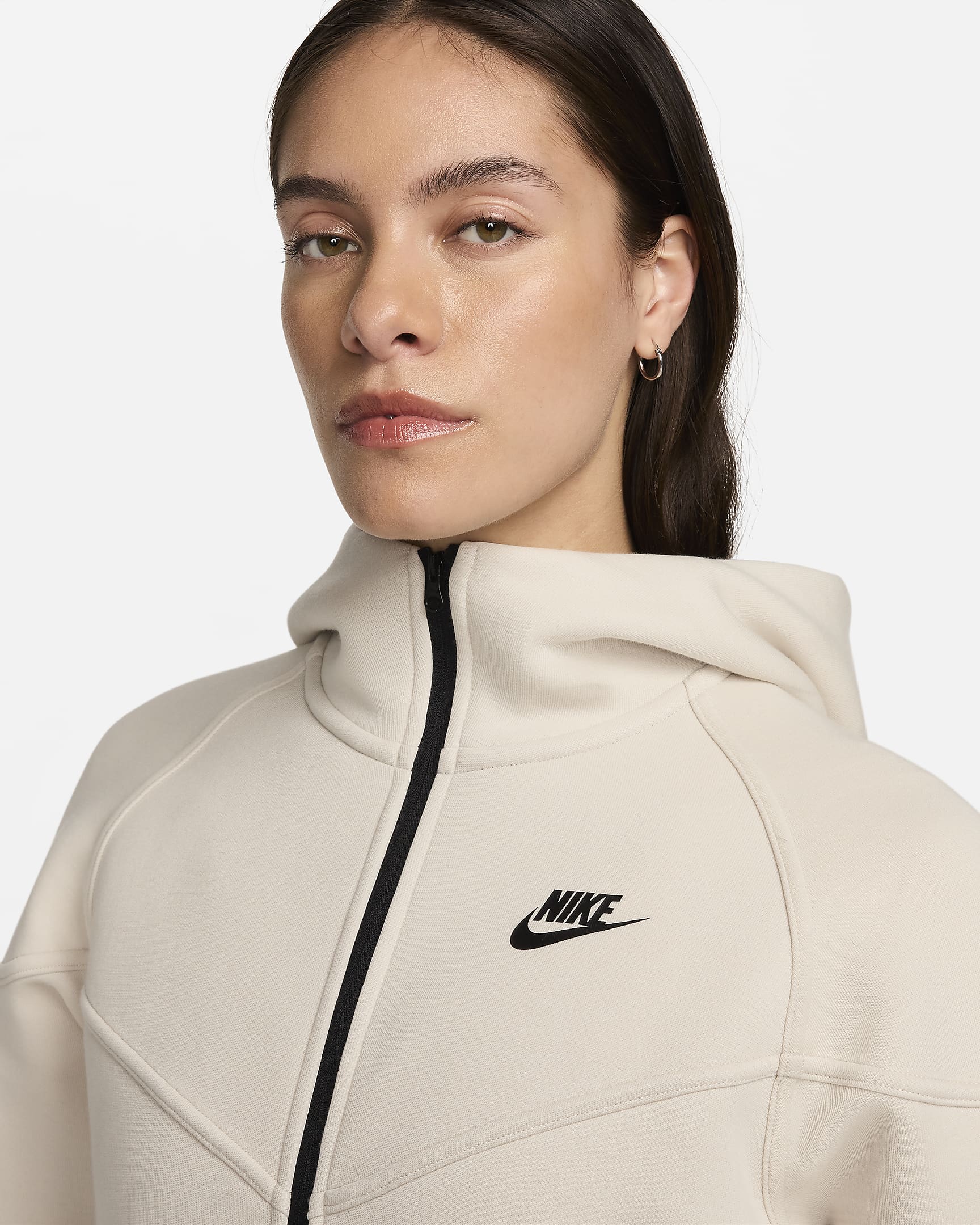 Nike Sportswear Tech Fleece Windrunner hosszú cipzáras, kapucnis női pulóver - Light Orewood Brown