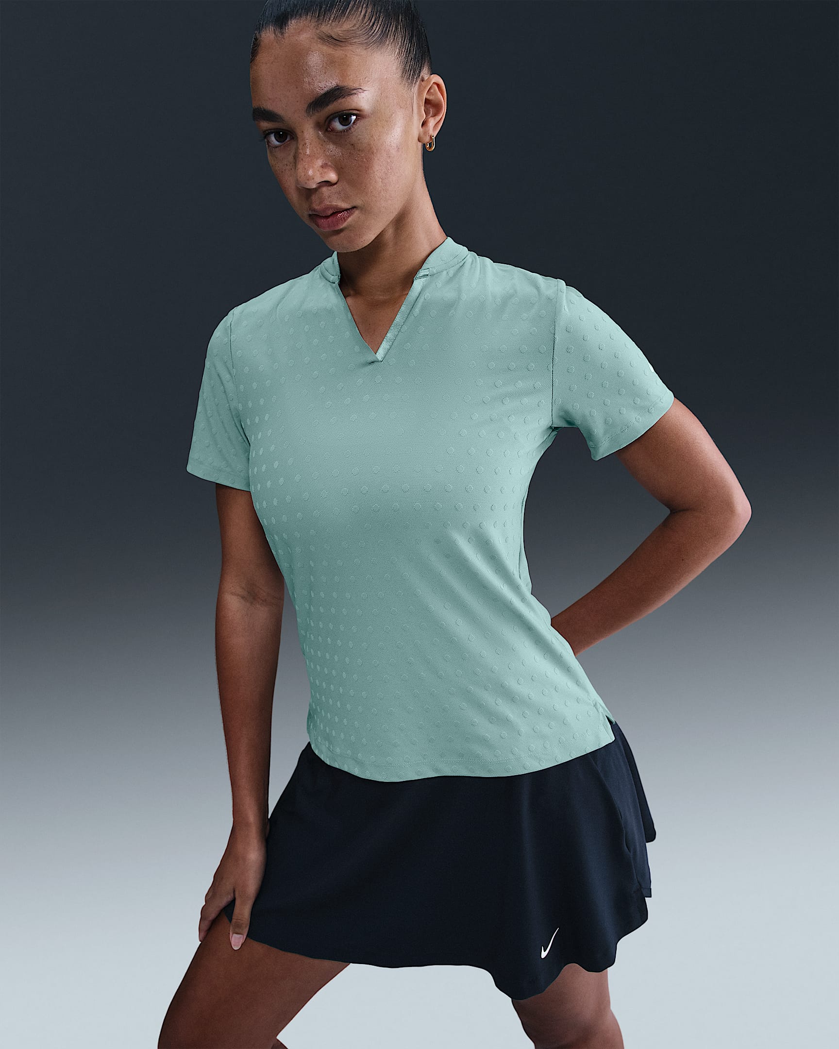 Nike Tour Women's Dri-FIT Short-Sleeve Blade Jacquard Golf Polo - Cannon/White