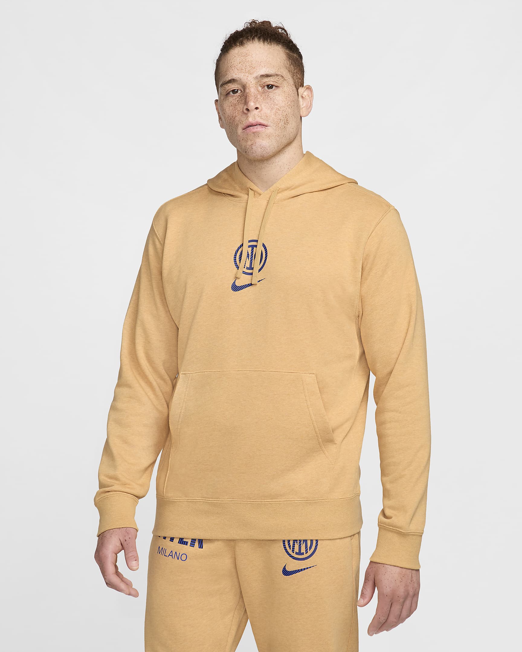 Inter Milan Club Home Men's Nike Football French Terry Pullover Hoodie - Club Gold/Heather