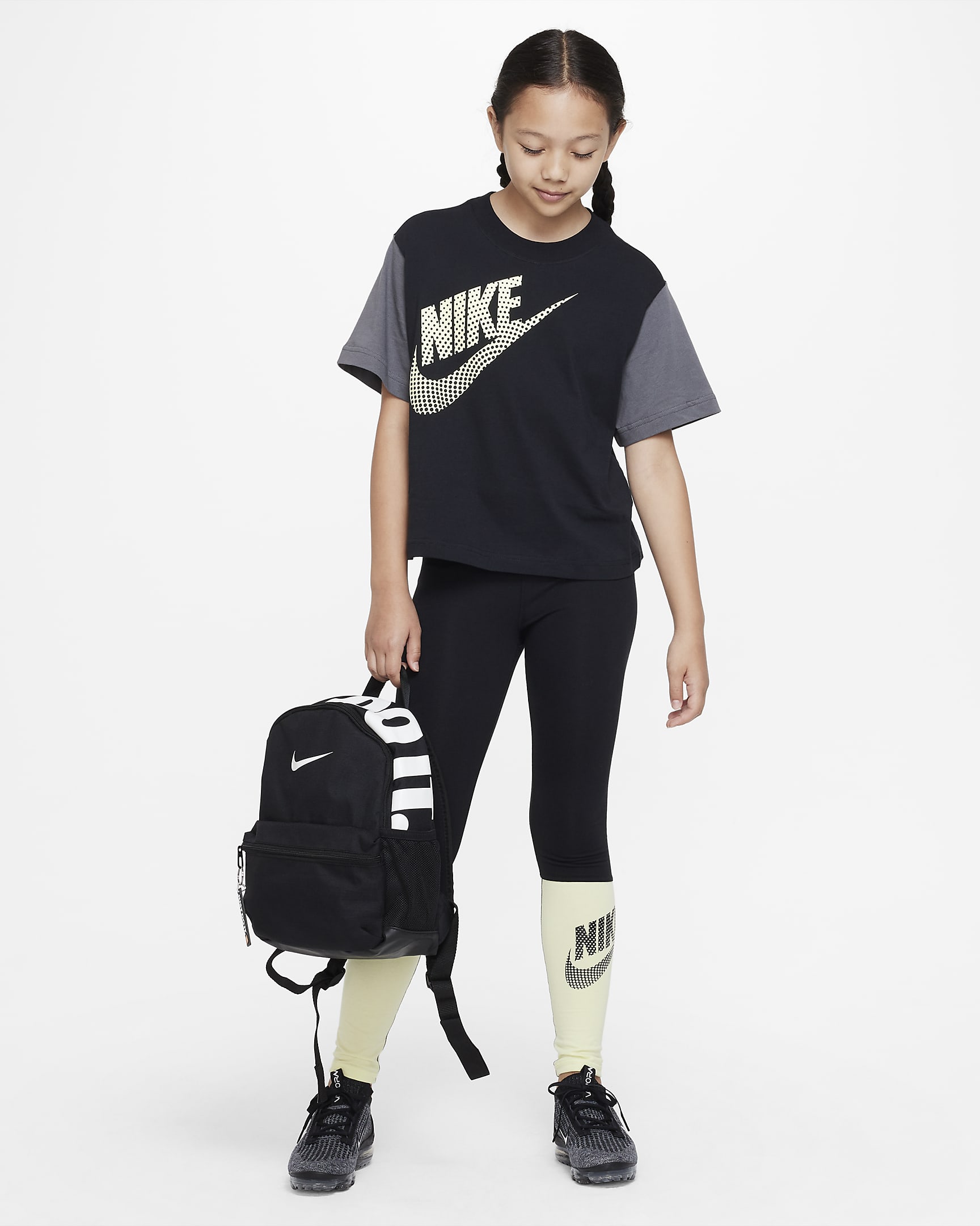 Nike Sportswear Essential Big Kids' (Girls') Dance T-Shirt - Black/Iron Grey