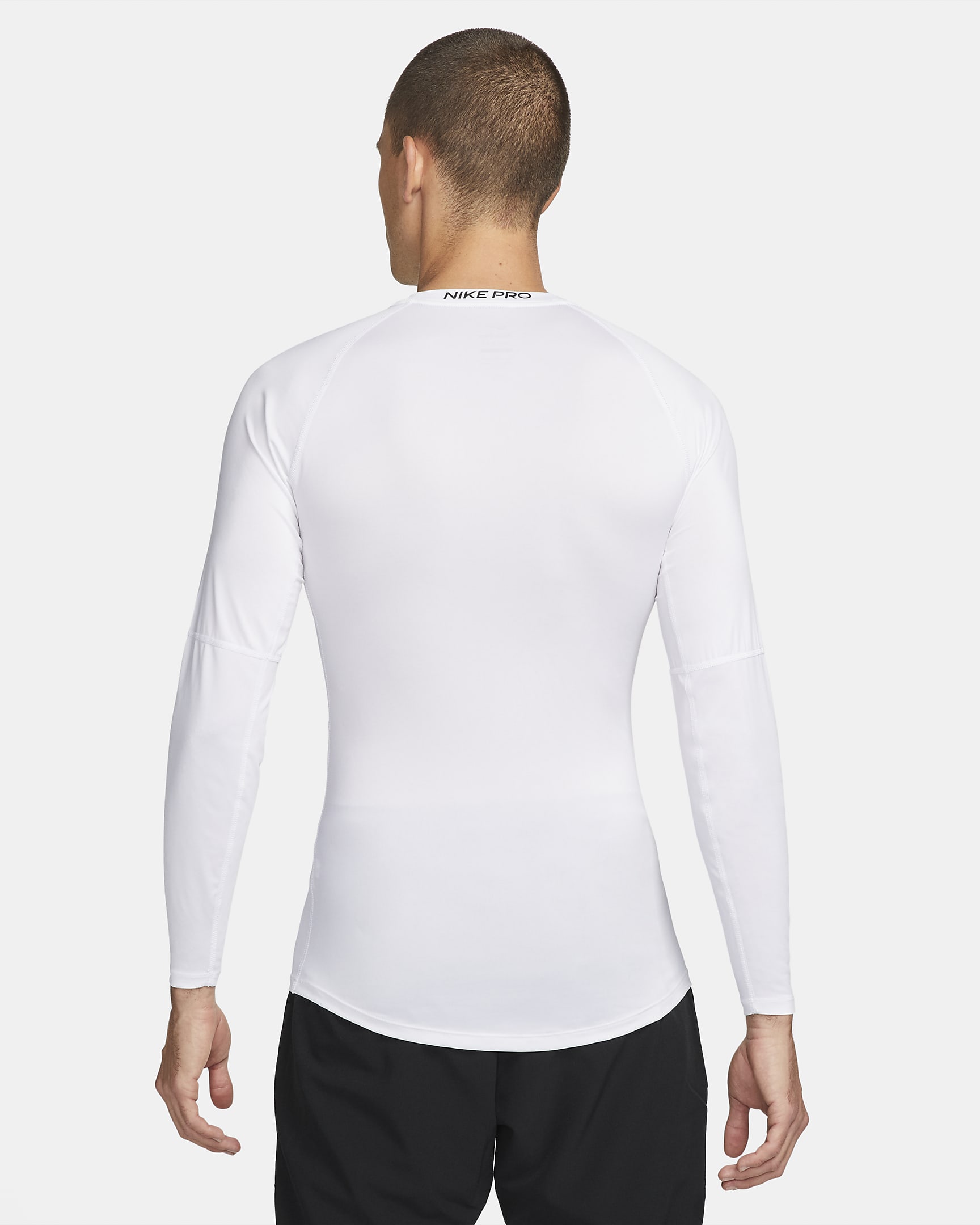 Nike Pro Men's Dri-FIT Tight Long-Sleeve Fitness Top - White/Black