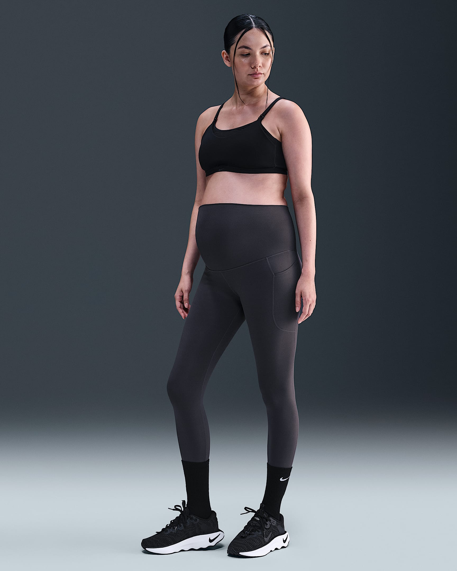 Nike (M) One 여성 하이웨이스트 7/8 포켓 레깅스(임부복) - 썬더 그레이