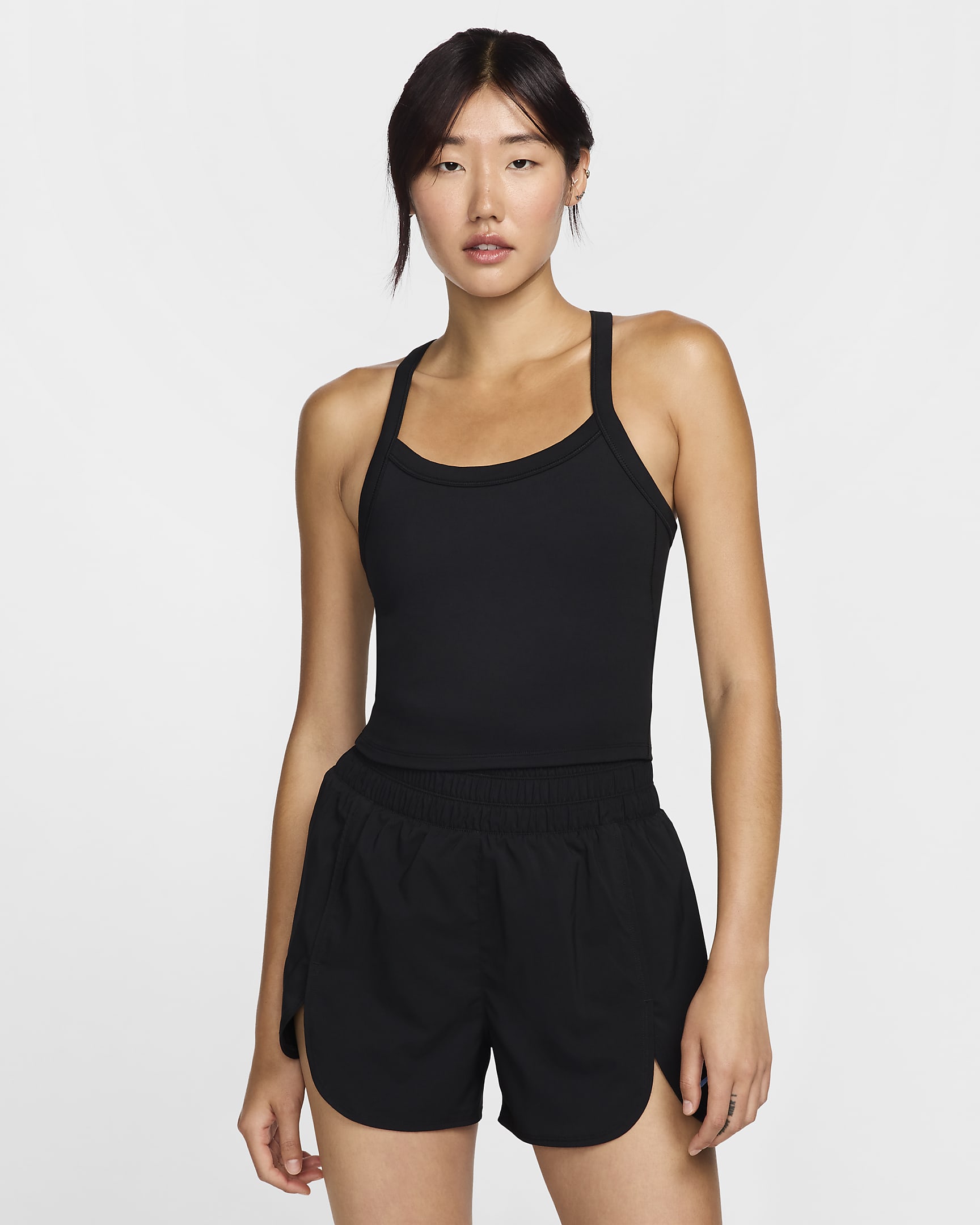 Nike One Fitted Women's Dri-FIT Strappy Cropped Tank Top - Black/Black