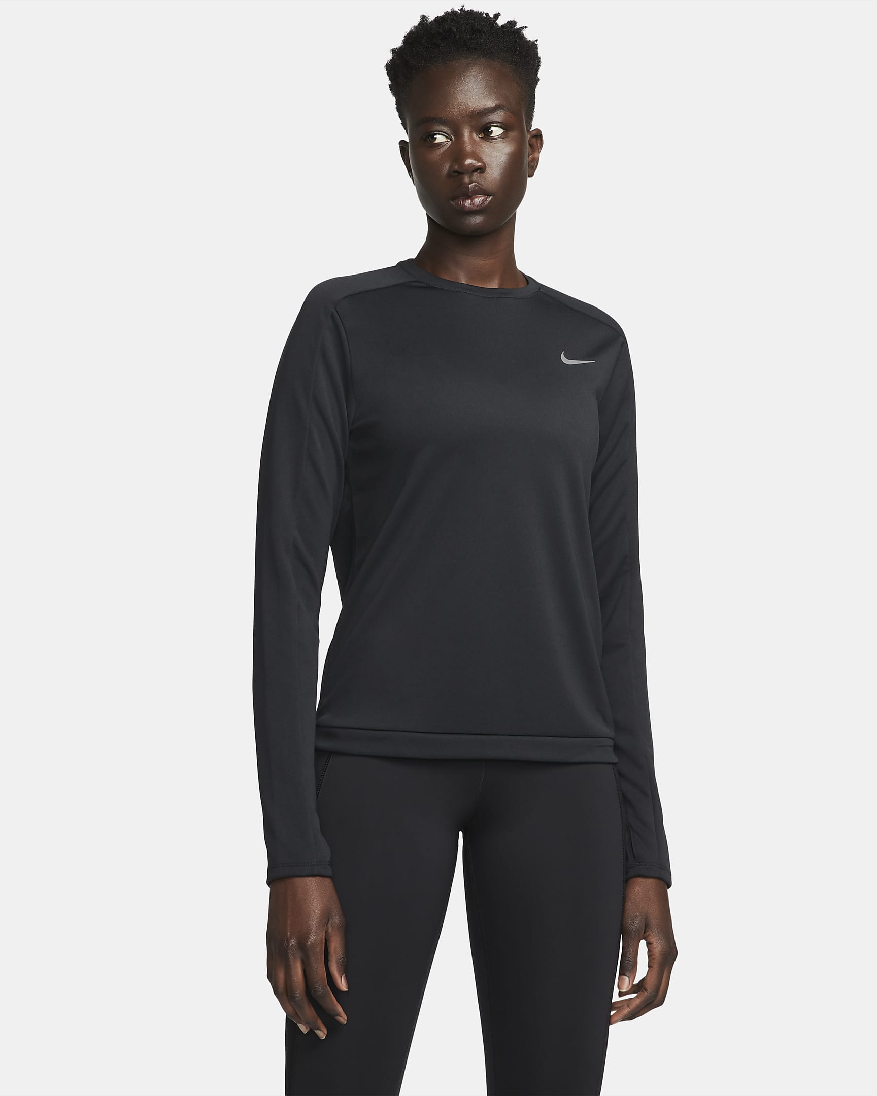 Haut de running à col ras-du-cou Nike Dri-FIT pour Femme - Noir