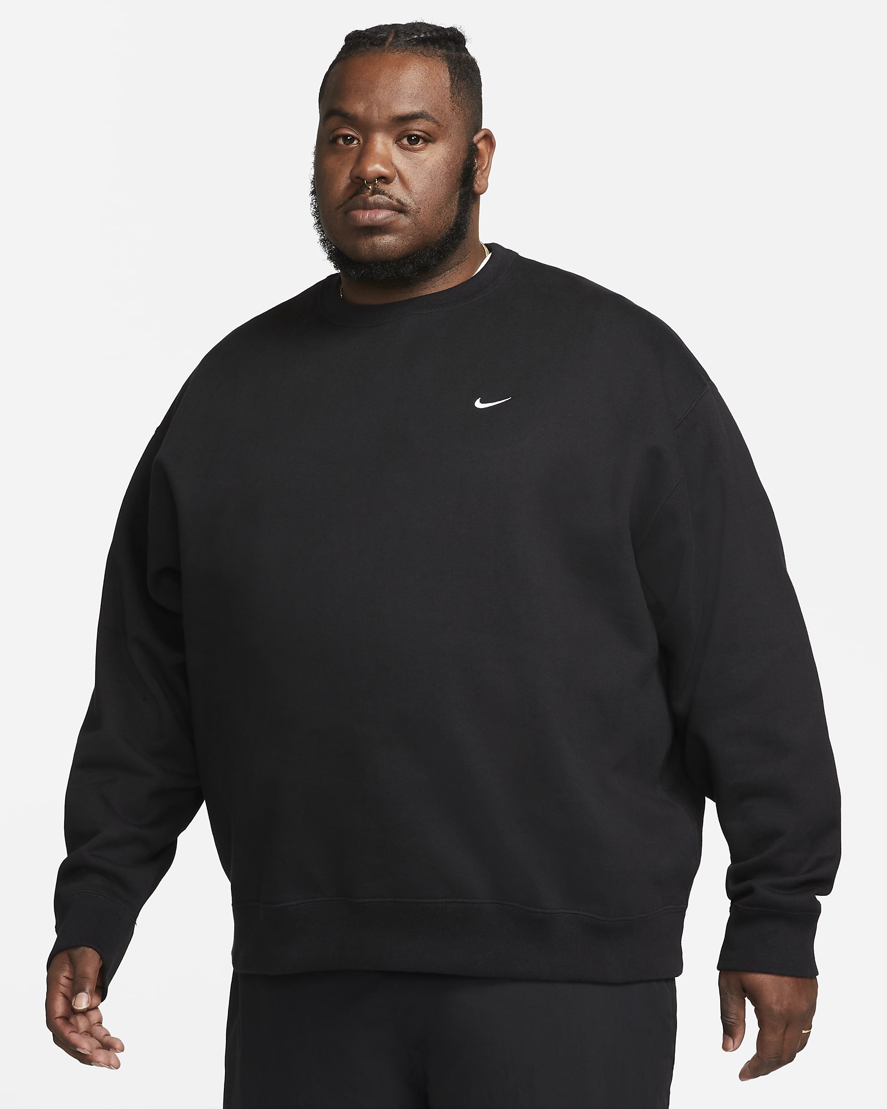 Nike Solo Swoosh Men's Fleece Crew - Black/White