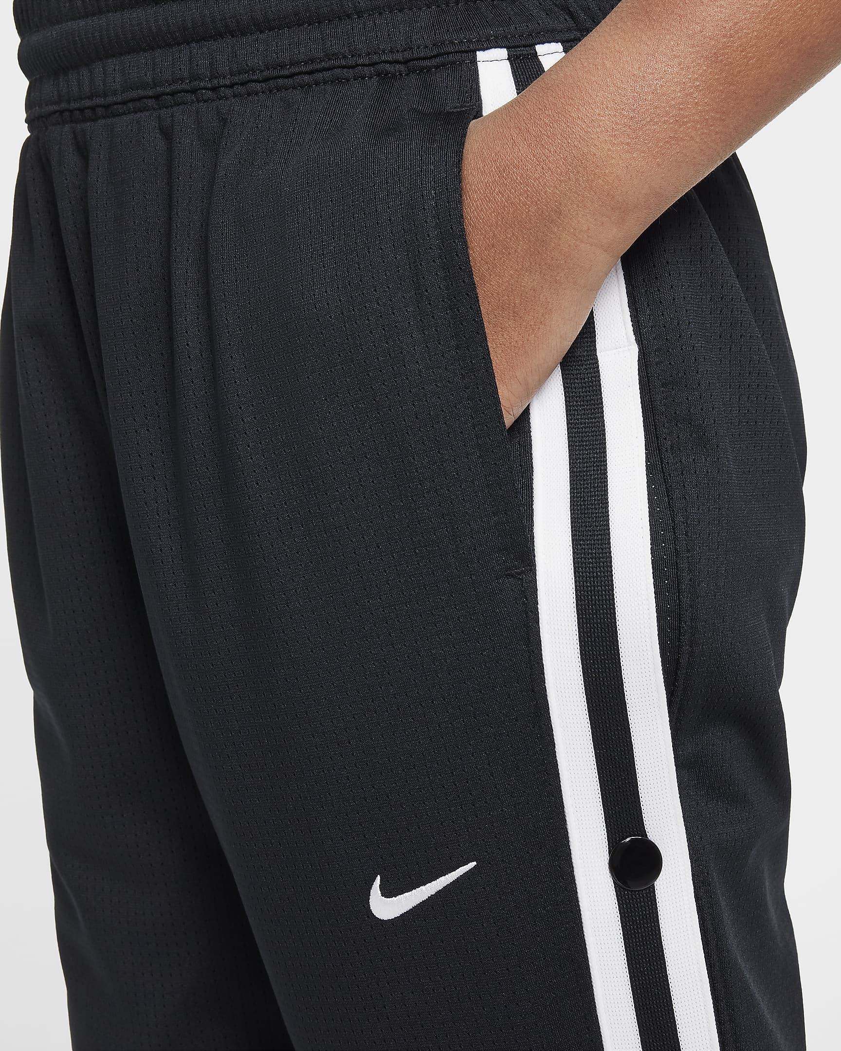 Pants de básquetbol de apertura lateral para niño talla grande Nike - Negro/Blanco