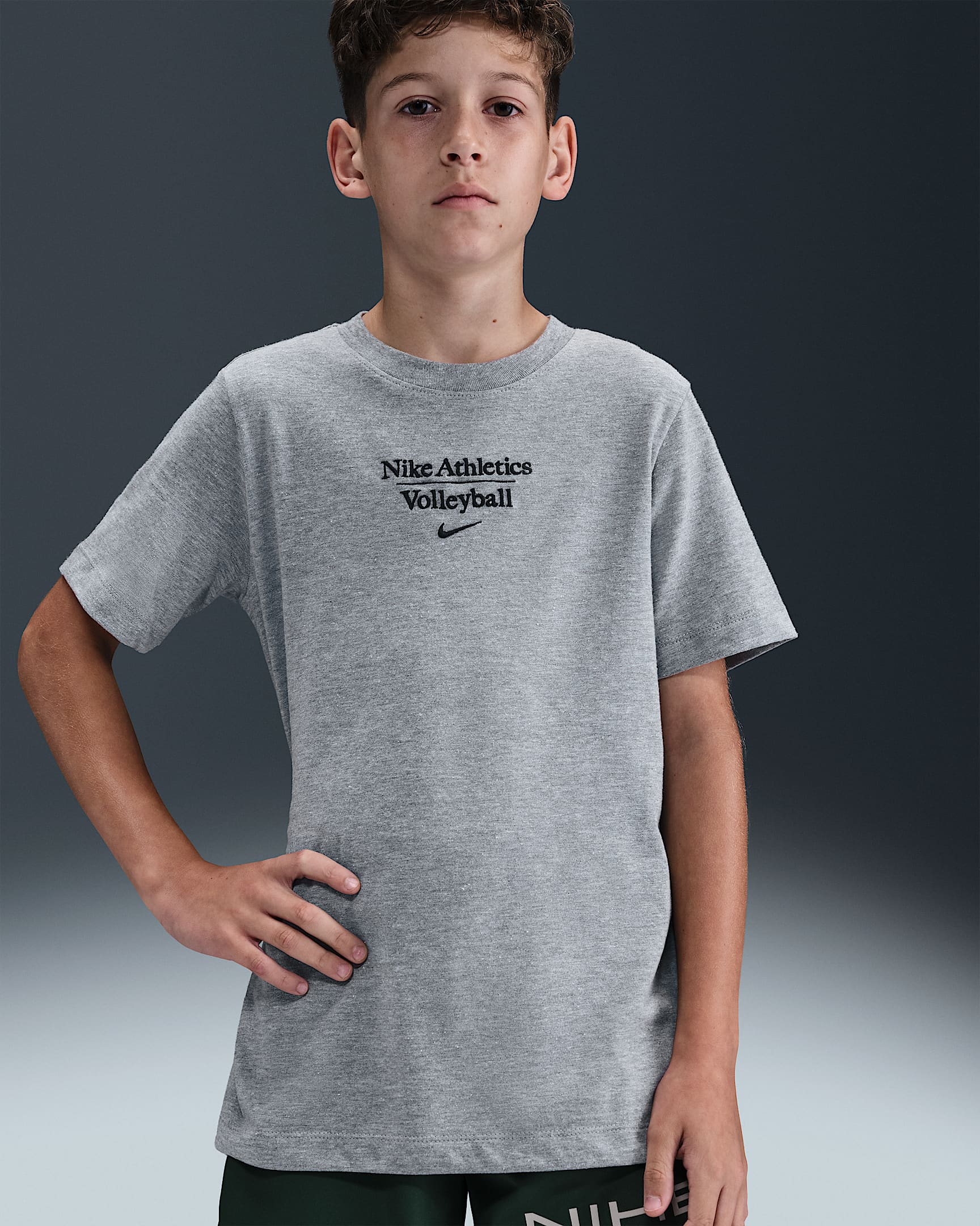 Playera para niños talla grande Nike Volleyball - Gris oscuro jaspeado