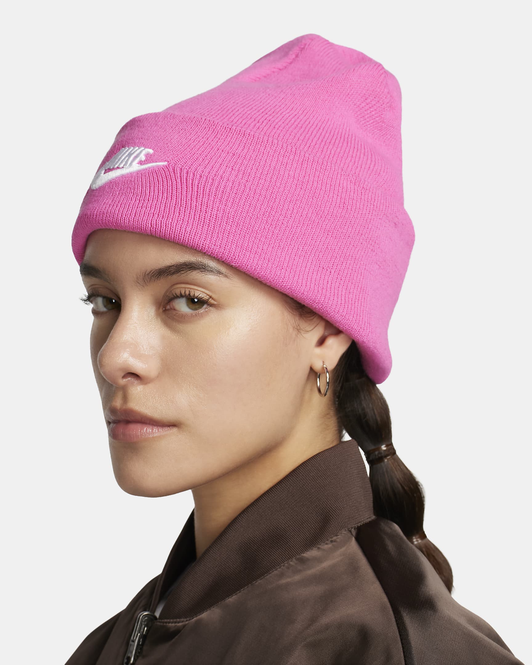 Nike Peak Gorro Futura con doblez elevada - Playful Pink/Blanco