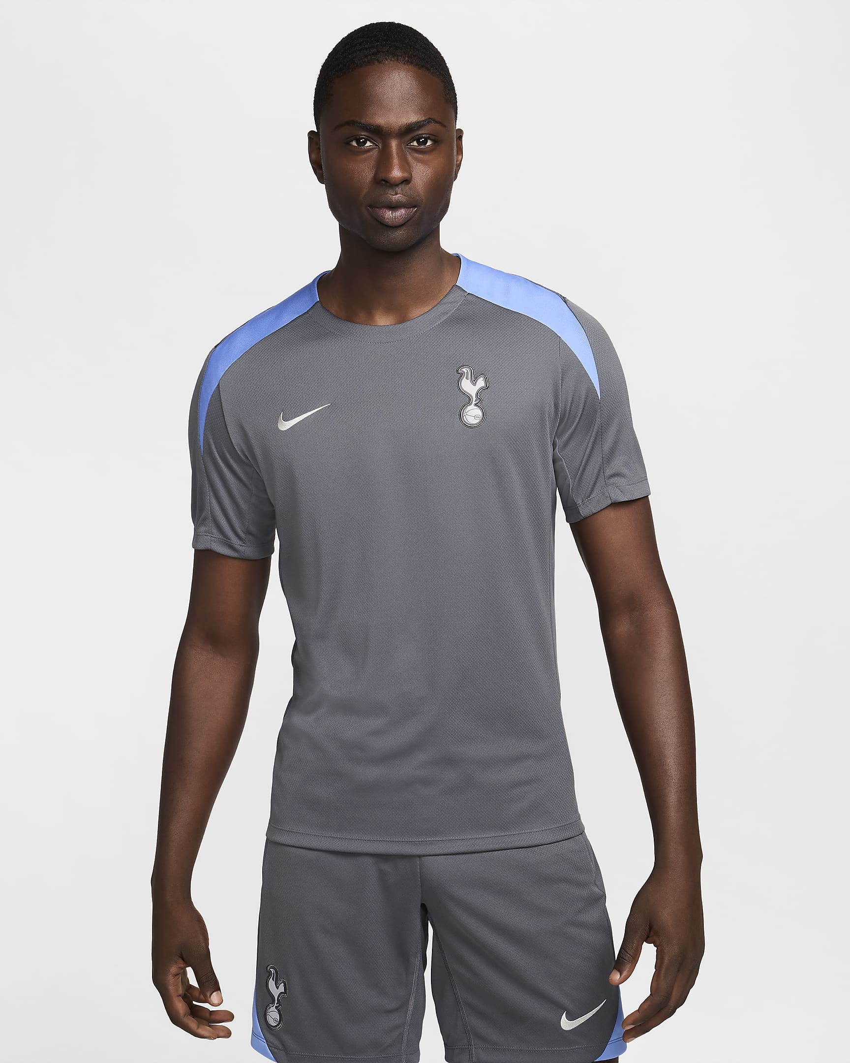 Tottenham Hotspur Strike Nike Dri-FIT rövid ujjú, kötött férfi futballfelső - Dark Grey/Dark Grey/Polar/Grey Fog