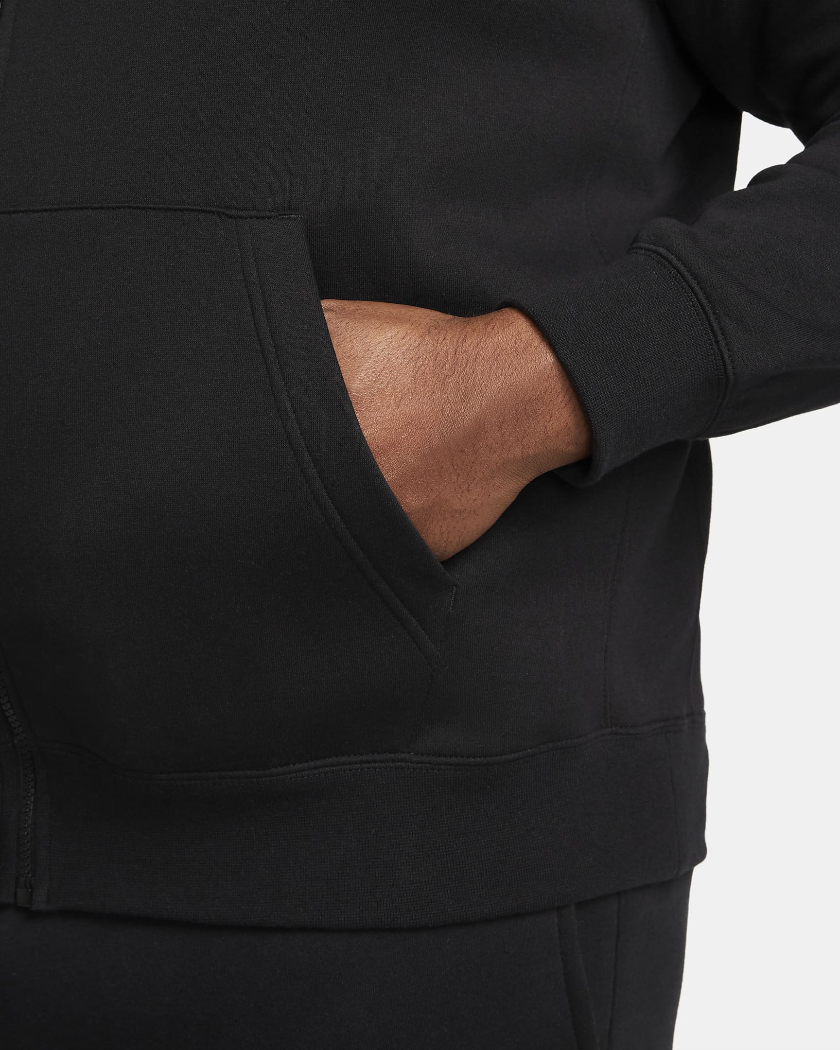 Sweat à capuche et zip Nike Sportswear Club Fleece pour Homme - Noir/Noir/Blanc