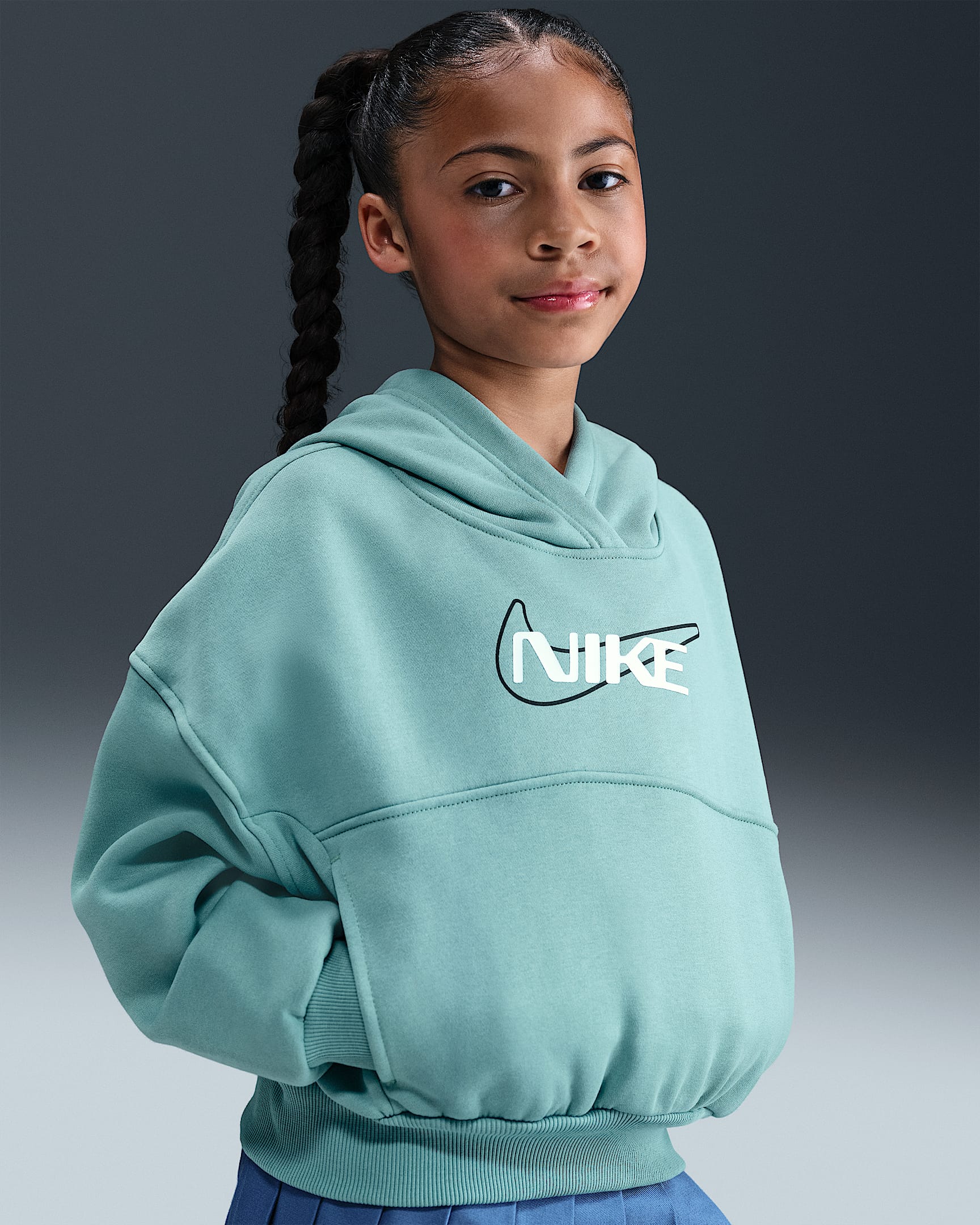 Nike Sportswear Club Fleece Girls' Oversized Hoodie - Cannon/White
