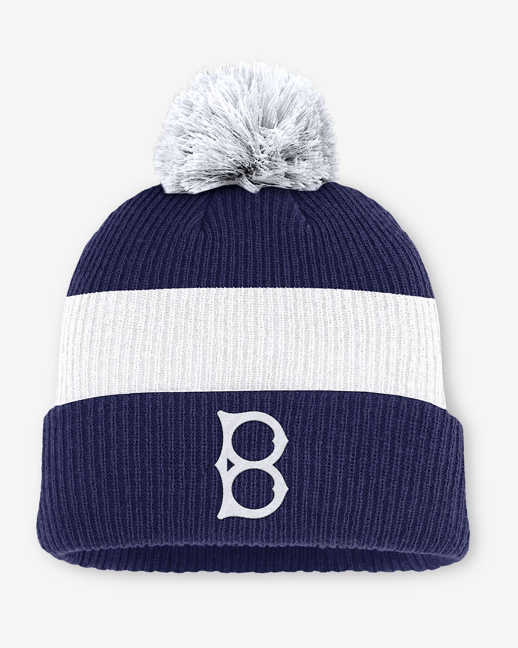 Brooklyn Dodgers Cooperstown Peak Men's Nike MLB Cuffed Pom Beanie - Navy