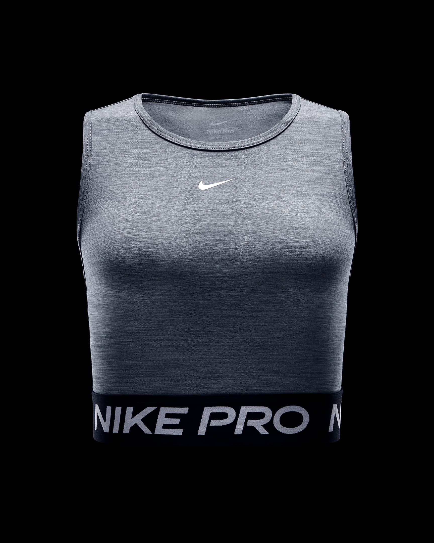 Camiseta de tirantes Dri-FIT cropped para mujer Nike Pro - Gris humo/Jaspeado/Blanco