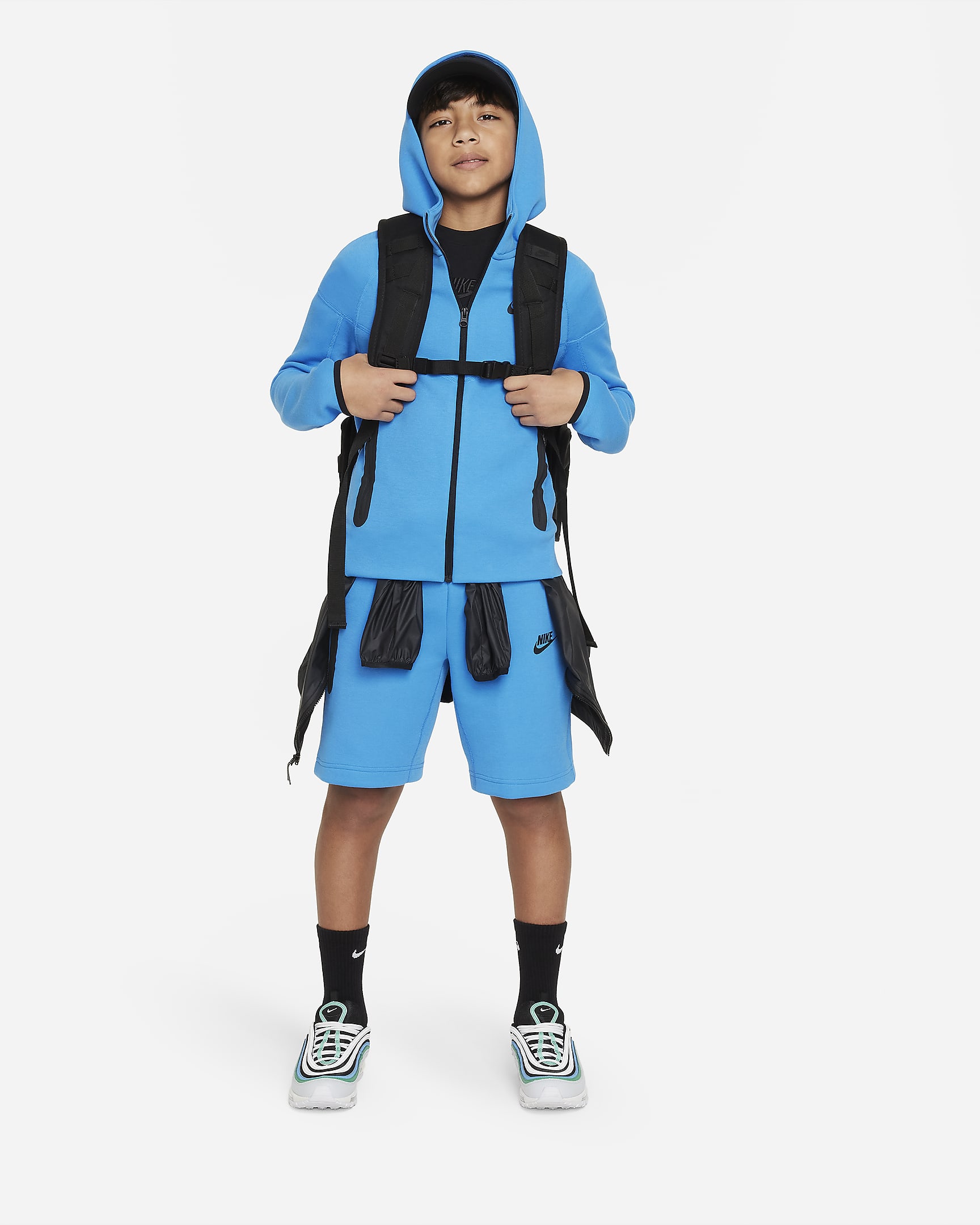 Nike Sportswear Tech Fleece Older Kids' (Boys') Full-Zip Hoodie - Light Photo Blue/Black/Black