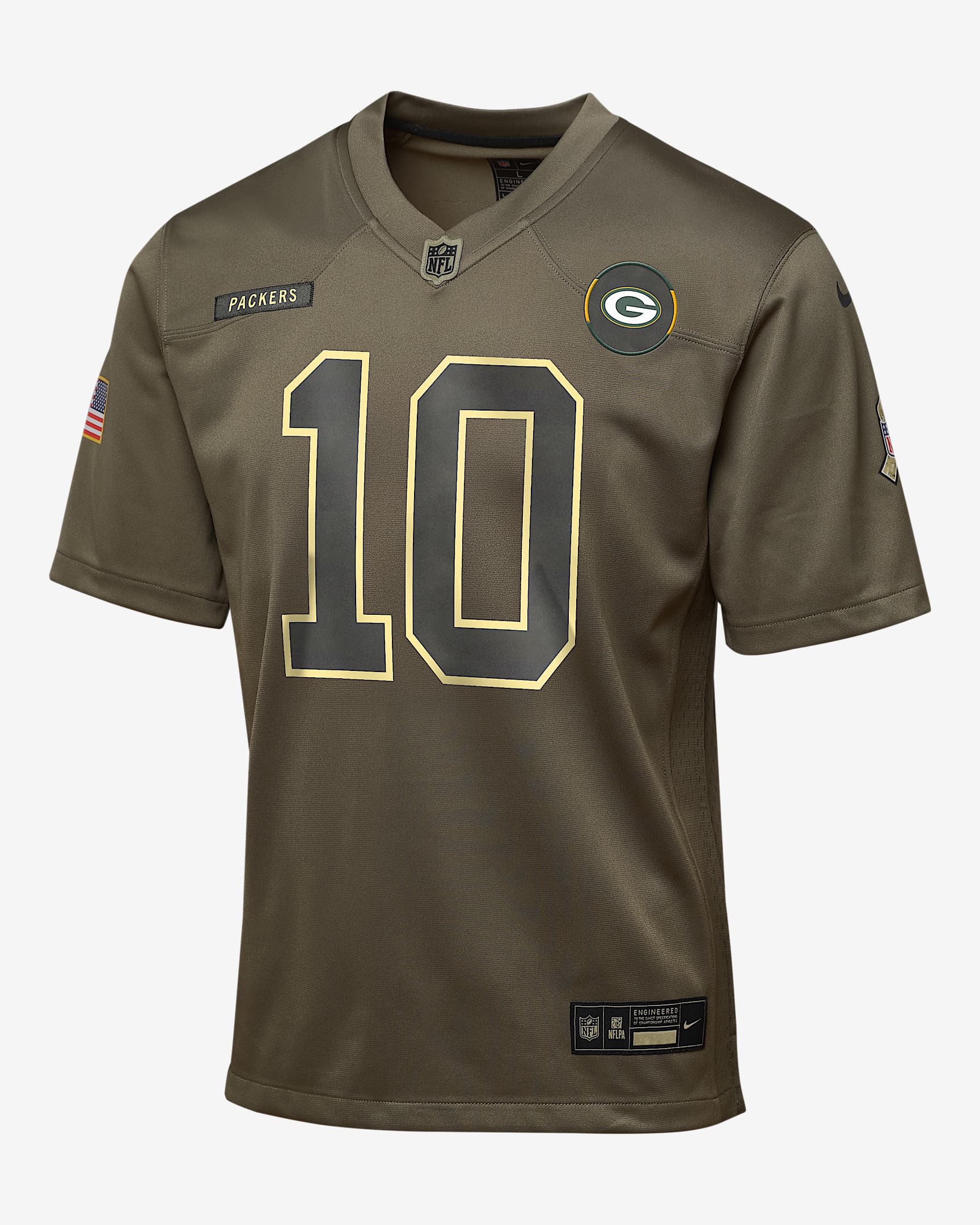 Jordan Love Green Bay Packers Salute to Service Big Kids’ Nike NFL Game Jersey - Olive
