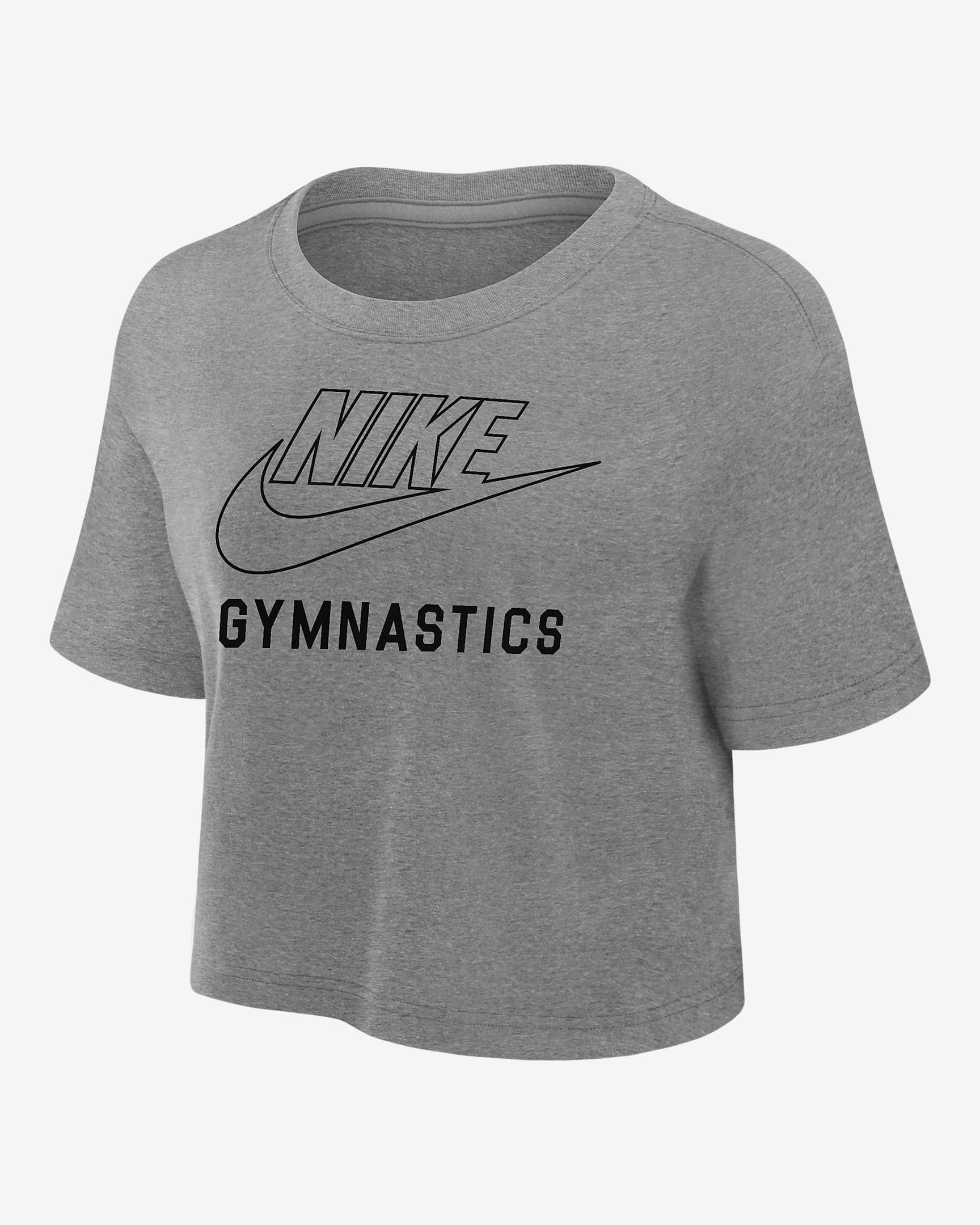 Playera cropped de gimnasia para mujer Nike Swoosh - Gris oscuro jaspeado