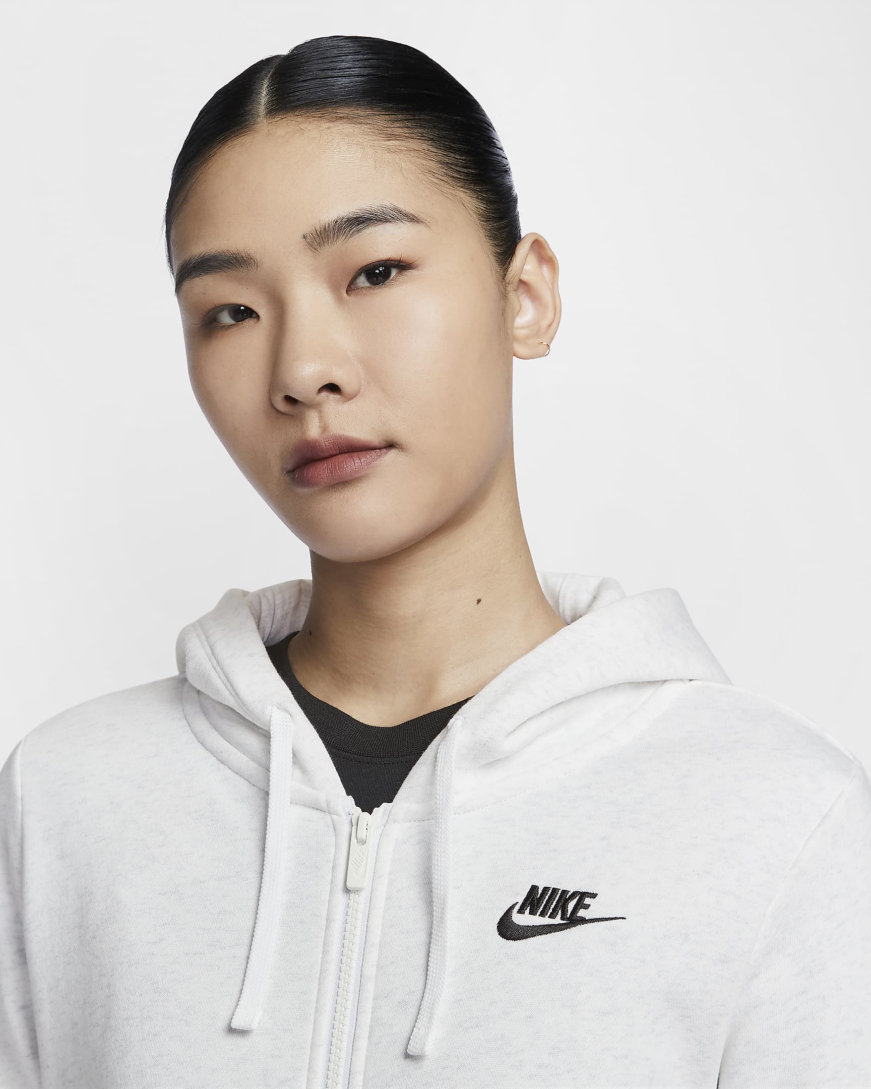 Nike Sportswear Club Fleece Women's Full-Zip Hoodie - Birch Heather/Black