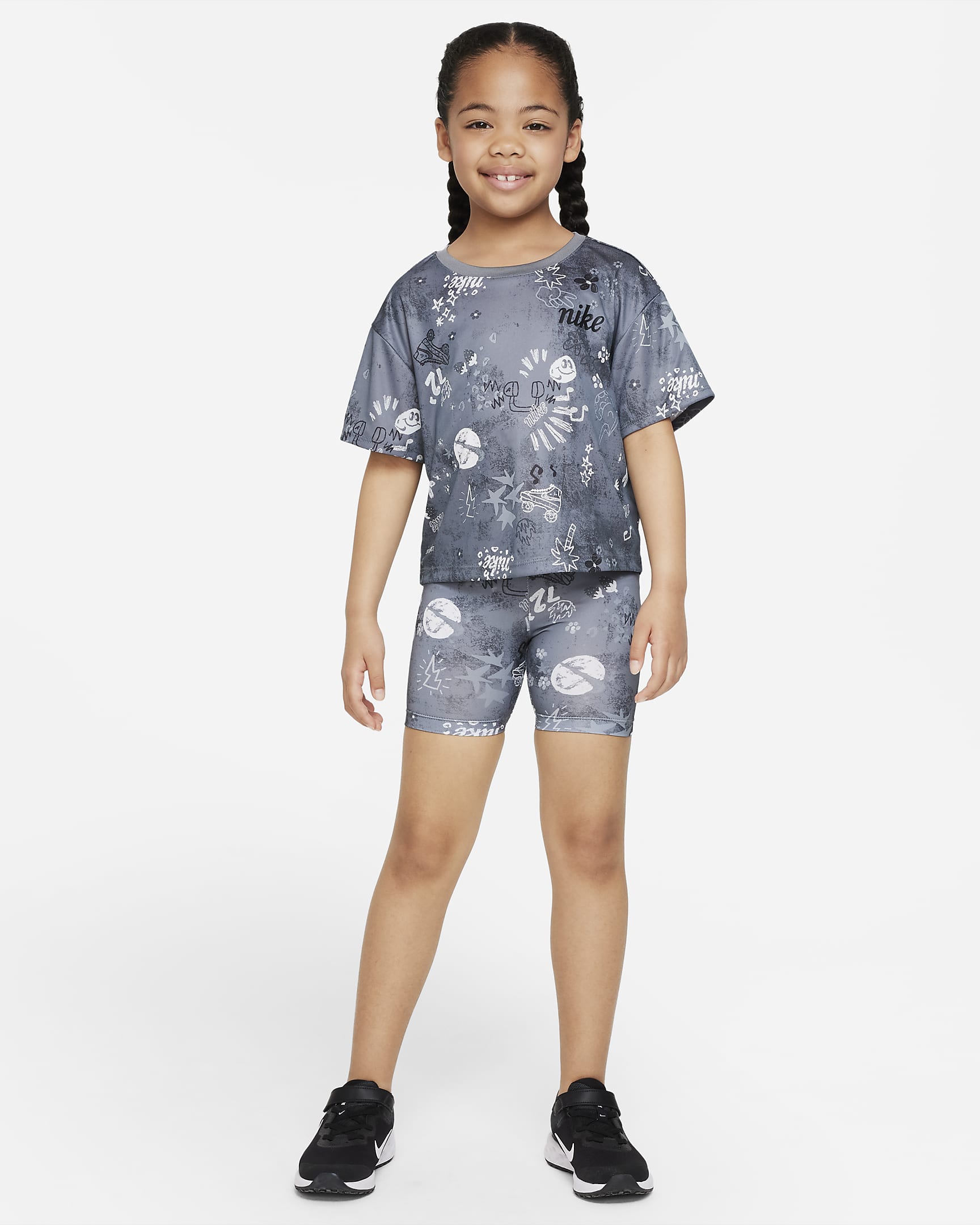 Playera para niños talla pequeña Nike Icon Clash Boxy - Gris humo