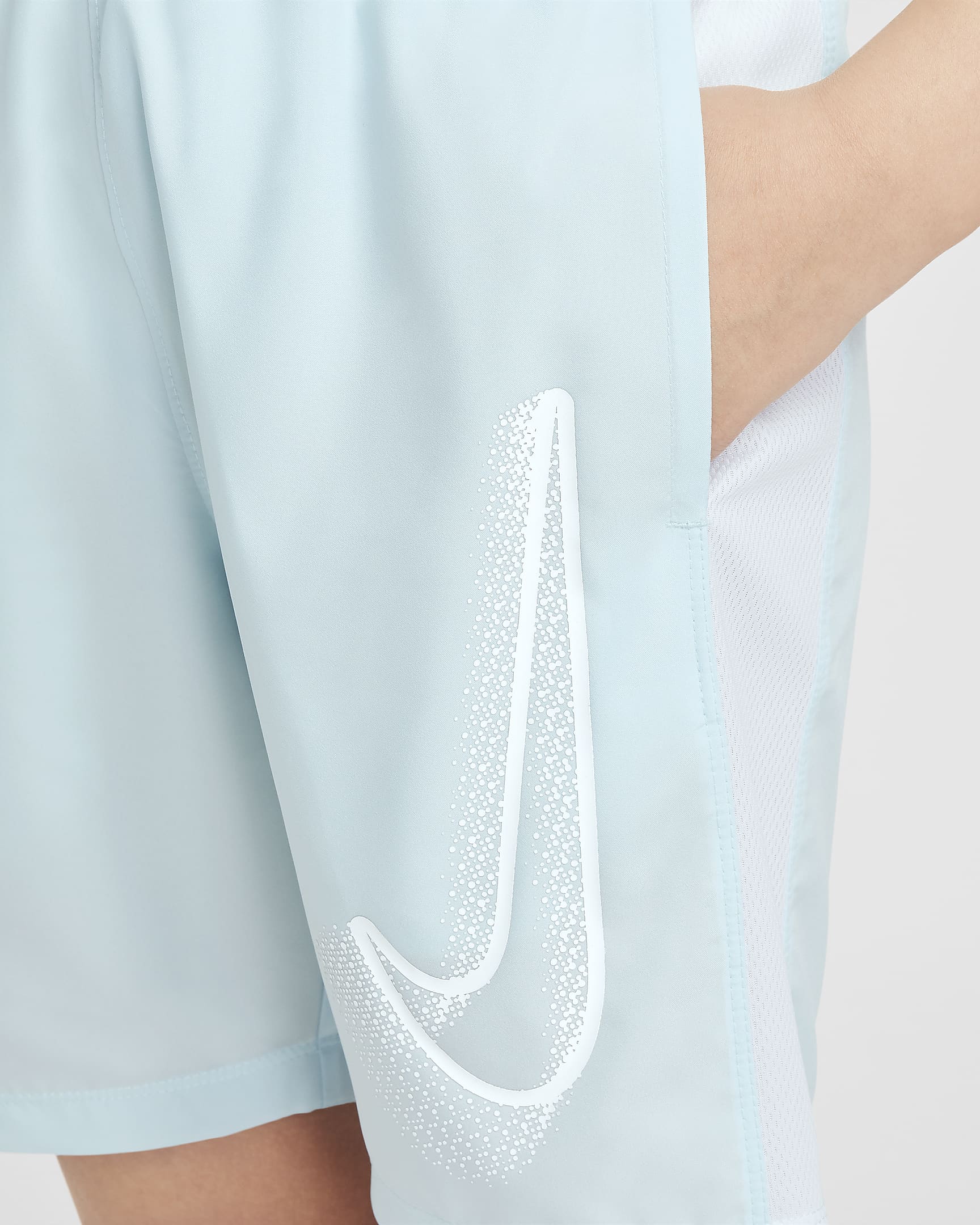 Nike Academy23 voetbalshorts voor kids - Glacier Blue/Wit/Wit