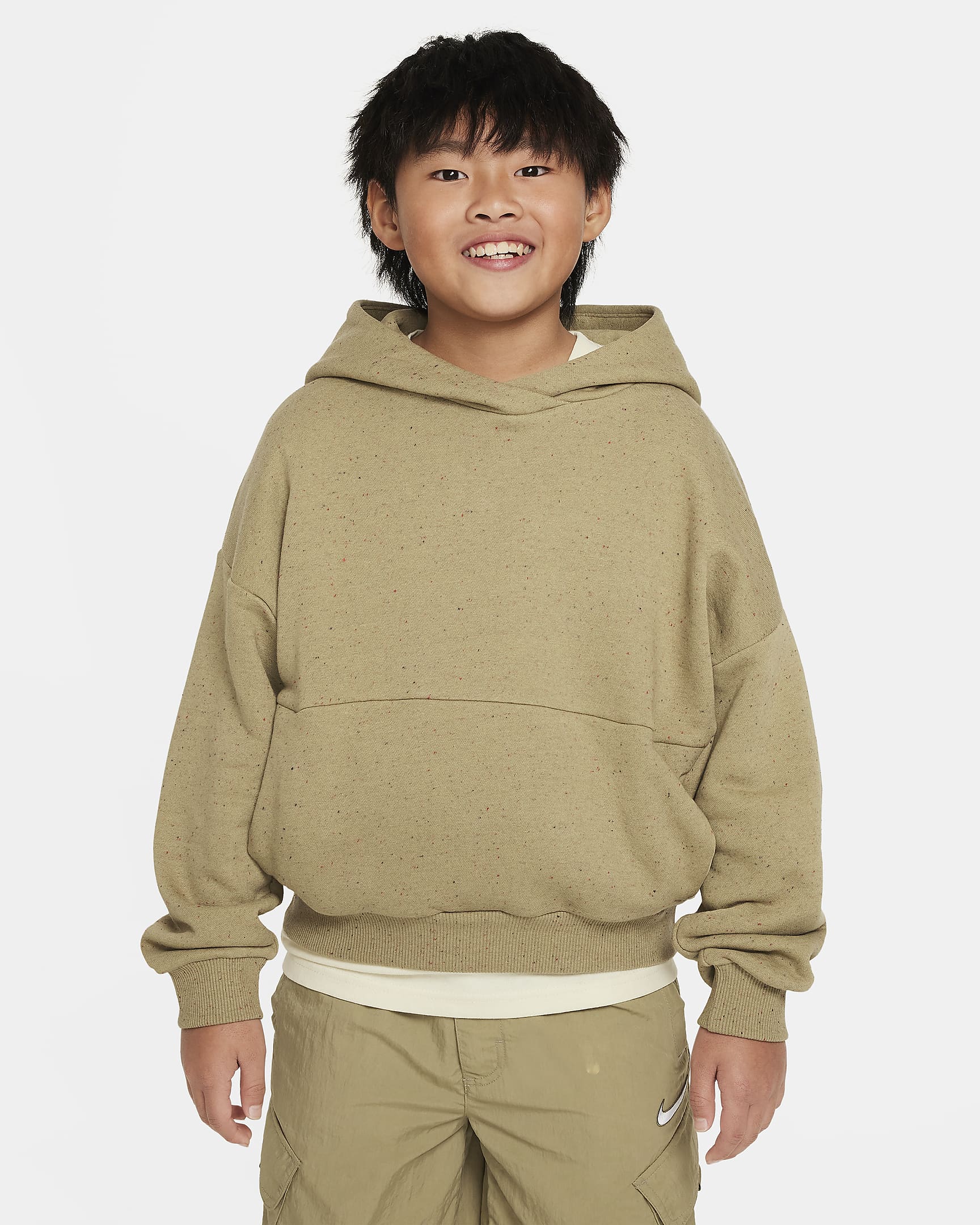 Sudadera con gorro sin cierre oversized para niños talla grande Nike Icon Fleece - Oliva neutro/Oliva medio