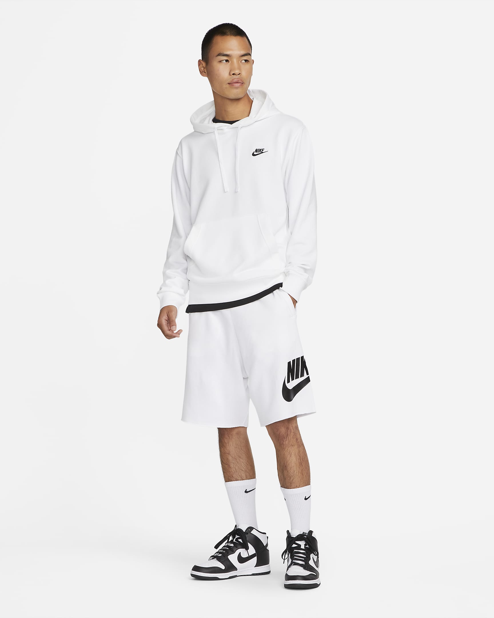 Nike Club Alumni Pantalons curts de teixit French Terry - Home - Blanc/Blanc/Negre