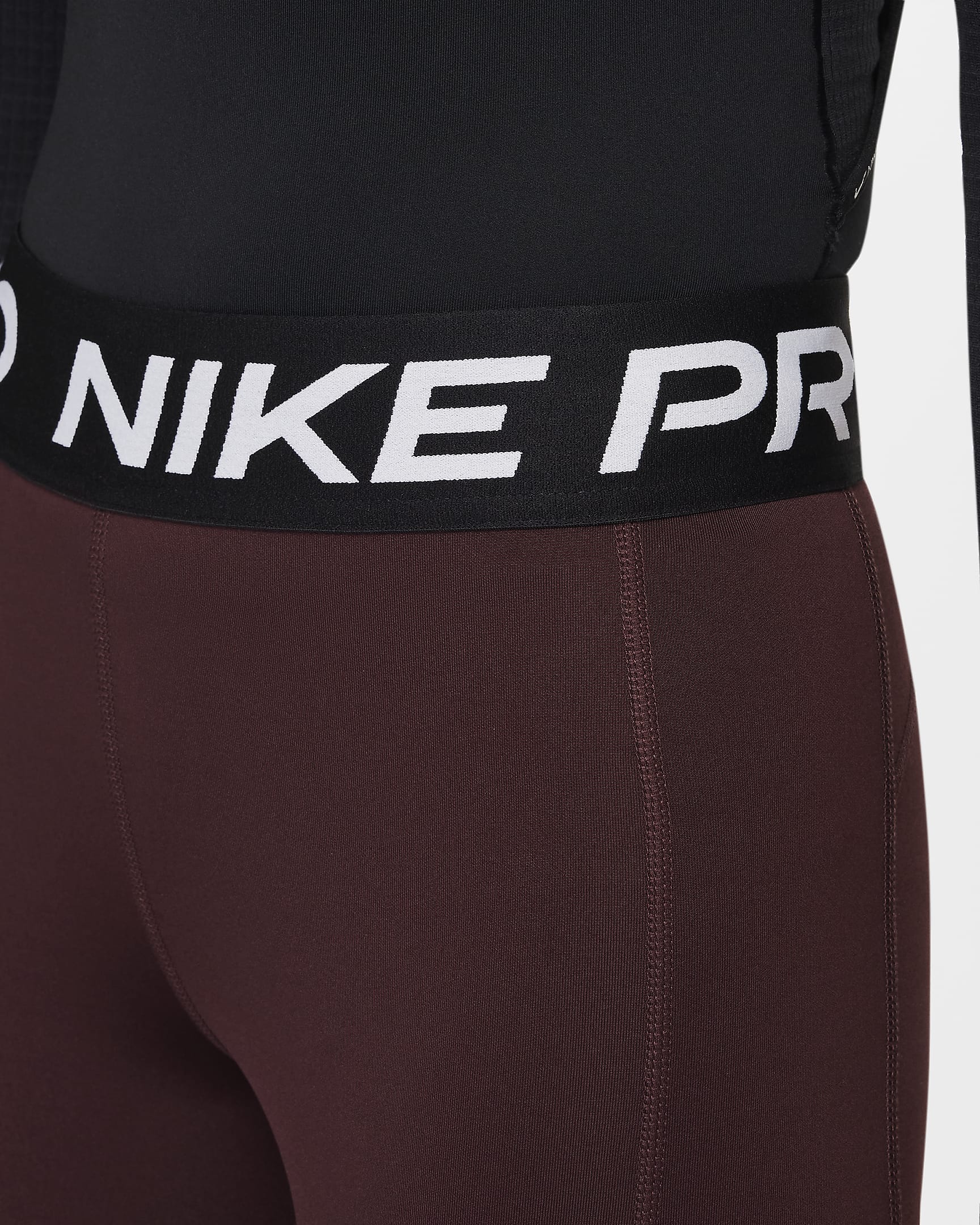 Nike Pro Leak Protection: Mensleggings Dri-FIT för tjejer - Burgundy Crush/Svart