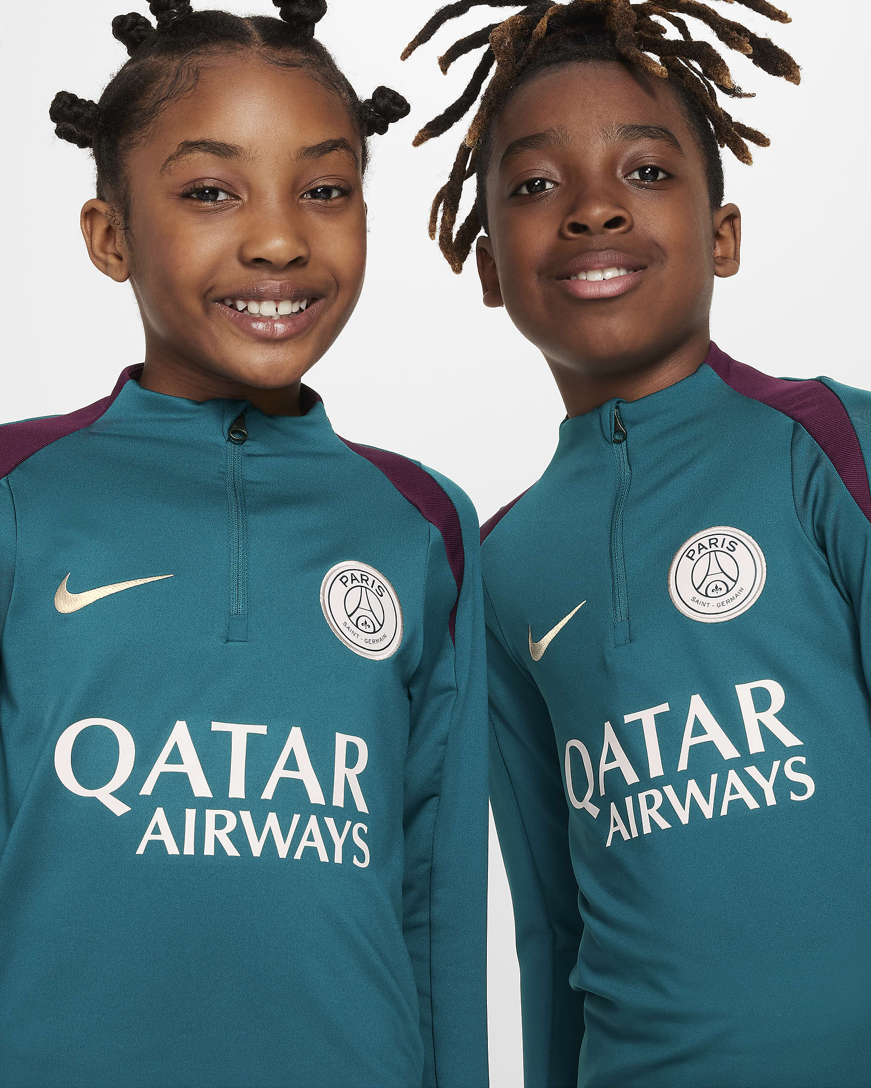 Paris Saint-Germain Strike Older Kids' Nike Dri-FIT Football Drill Top - Geode Teal/Geode Teal/Bordeaux/Guava Ice