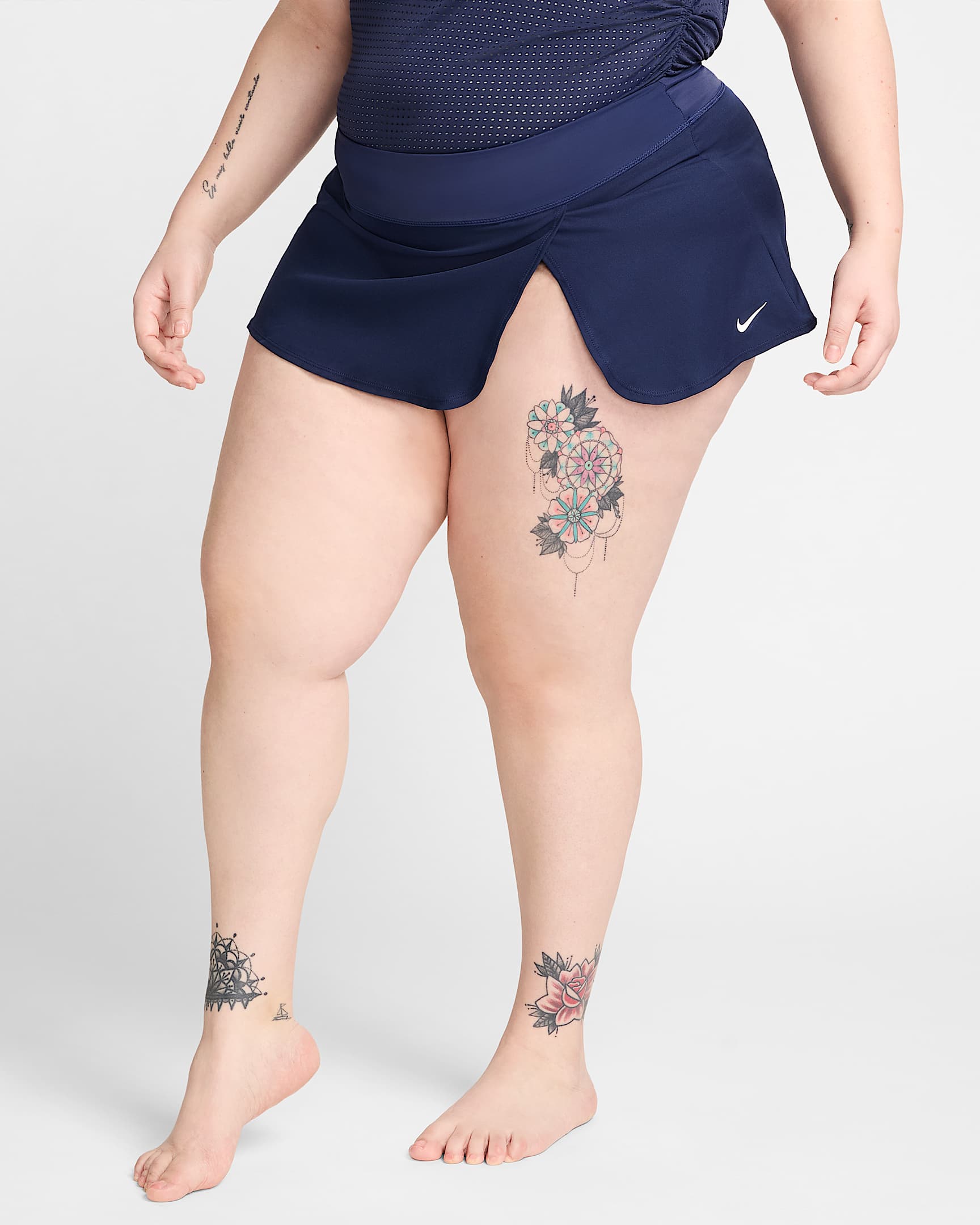Falda de playa para mujer Nike Swim - Azul marino medianoche/Blanco